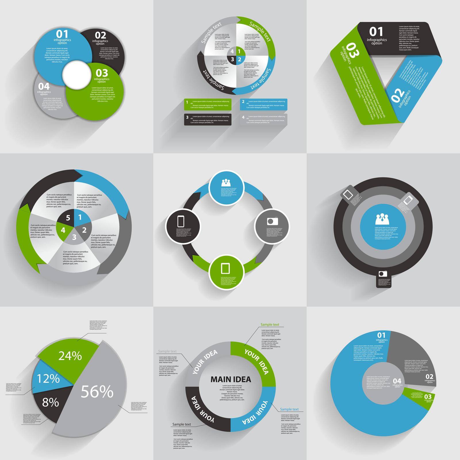 Collection of Infographic Templates for Business Vector Illustration by yganko