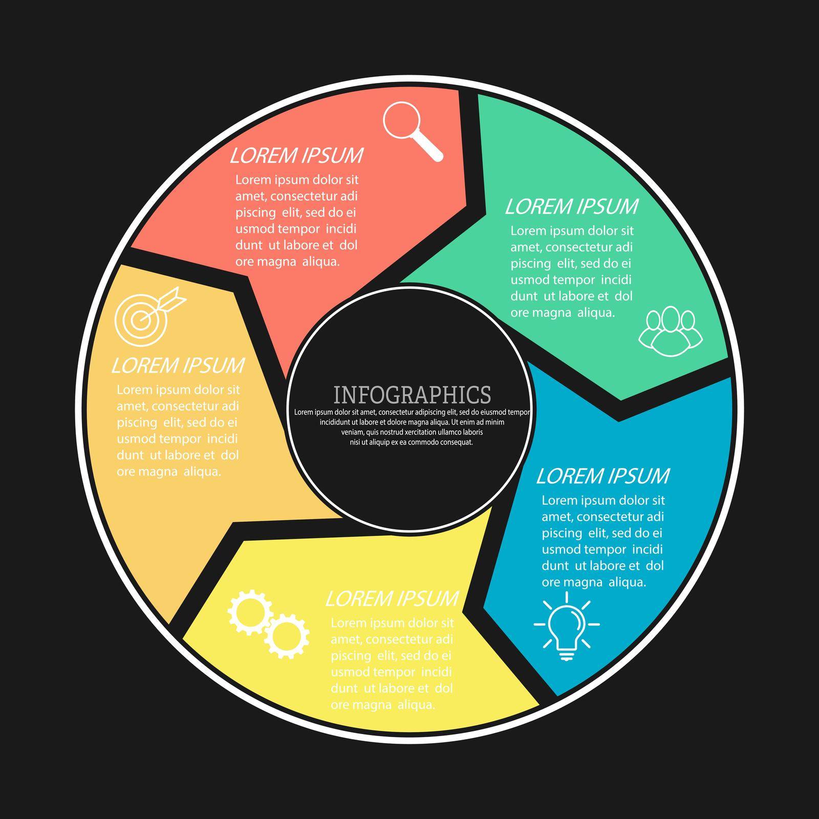 Infographics. Pie chart for business, marketing, finance and planning. Flat style