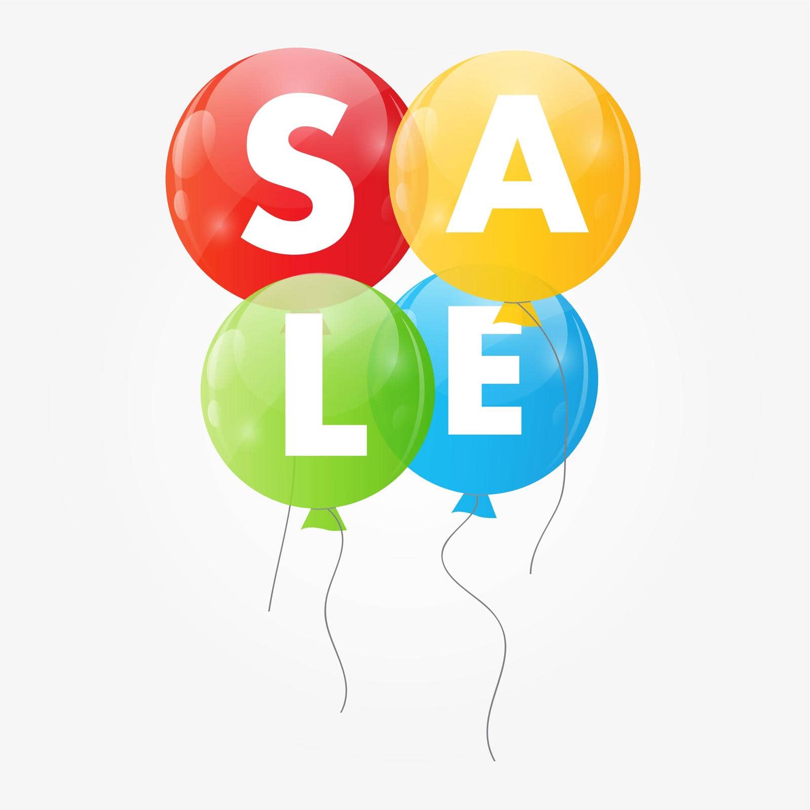 Color Glossy Balloons Sale Concept of Discount. Vector Illustration.
