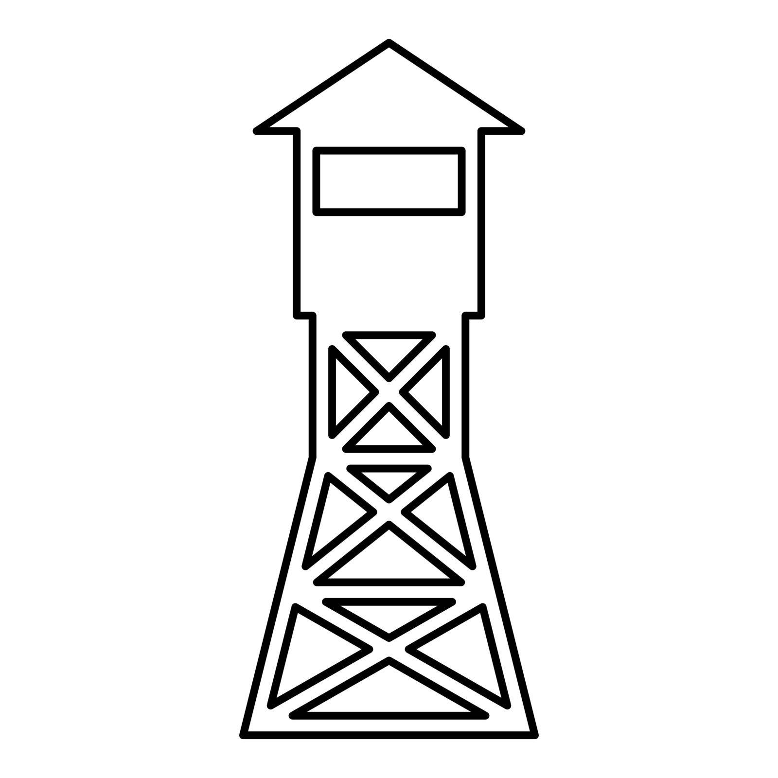 Watching tower Overview forest ranger fire site contour outline icon black color vector illustration flat style simple image