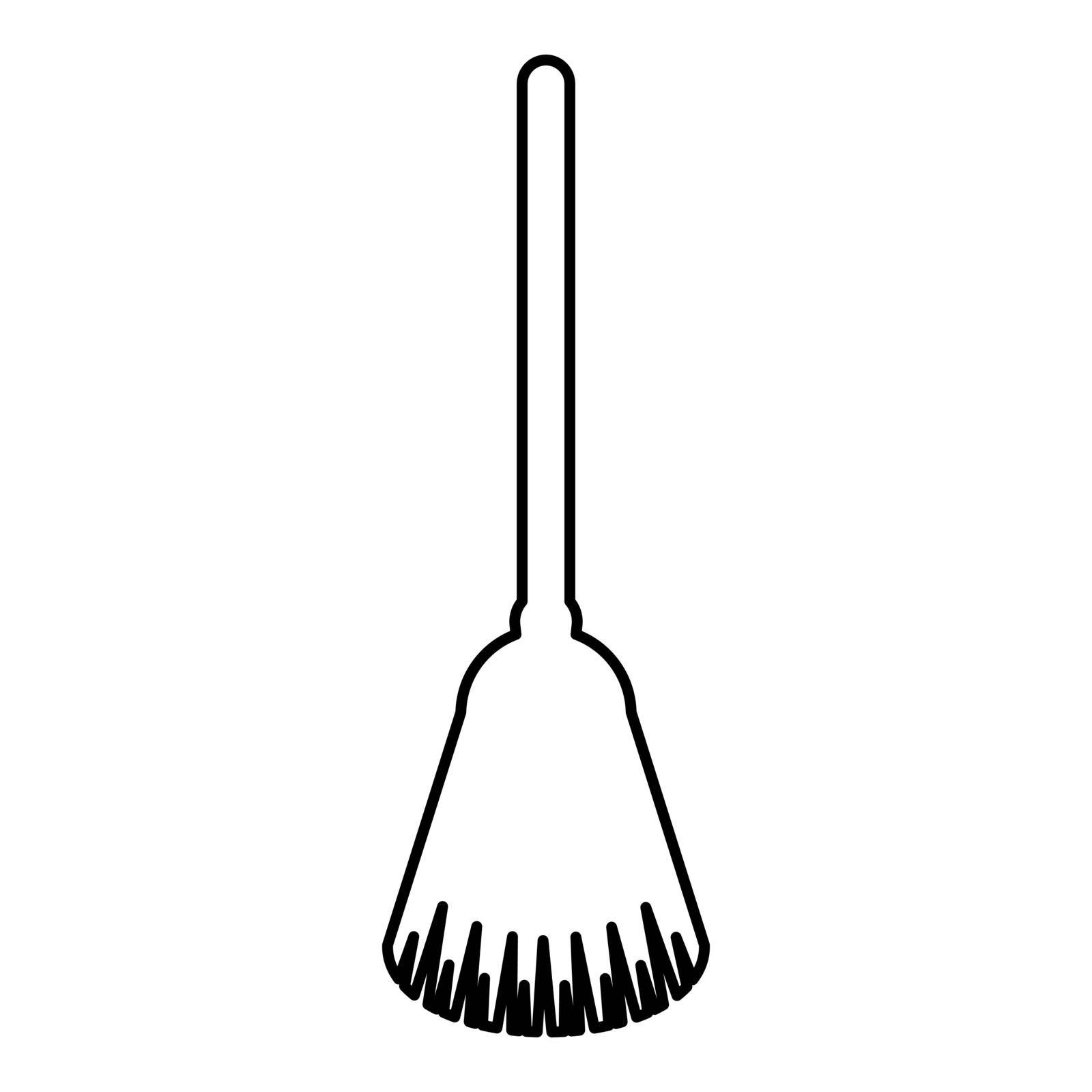 Broom Besom made from twigs Tool for cleaning Sweep concept Panicle Halloween accessory contour outline icon black color vector illustration flat style simple image