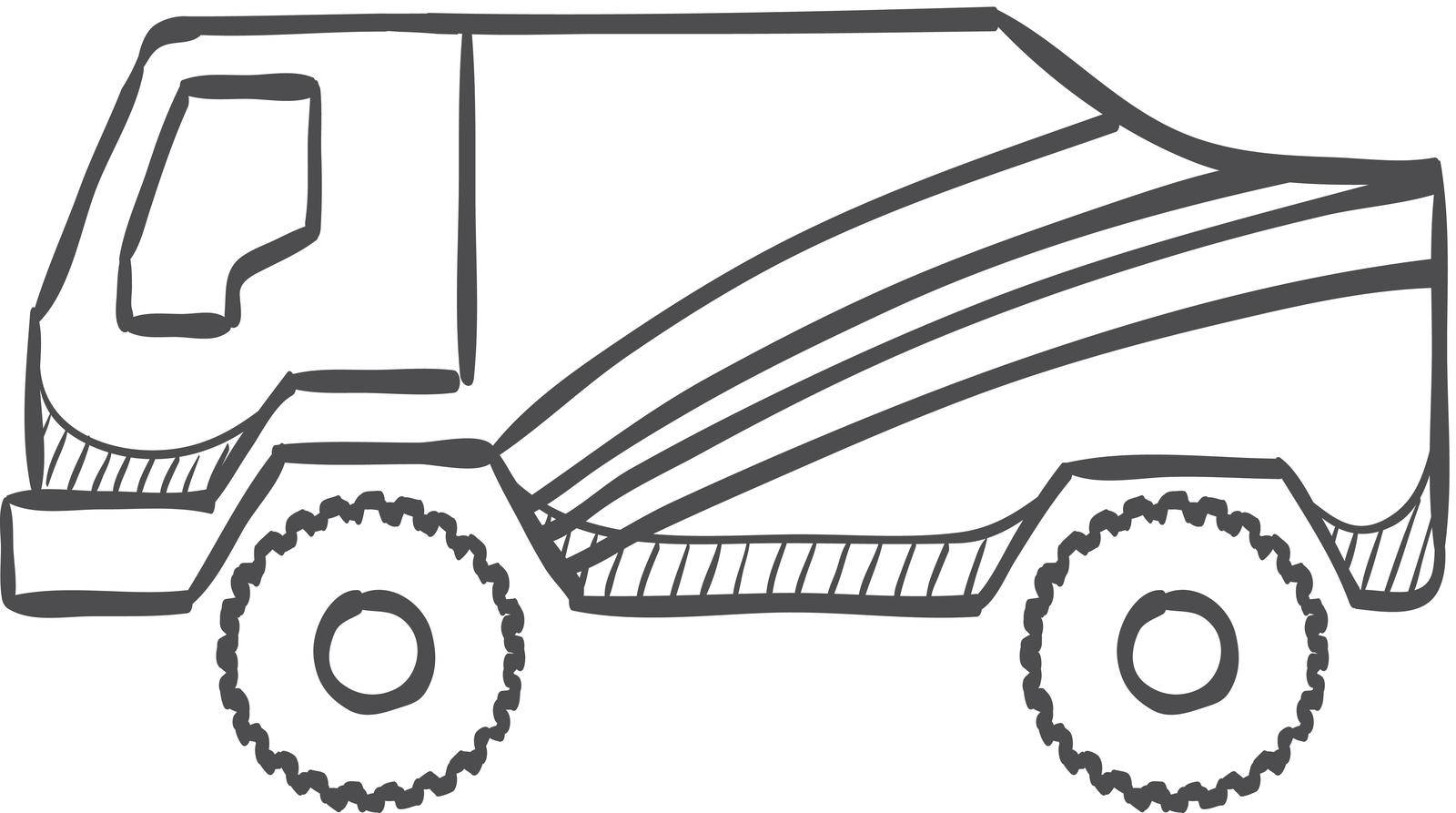Rally truck icon in doodle sketch lines. Sport extreme race desert competition championship