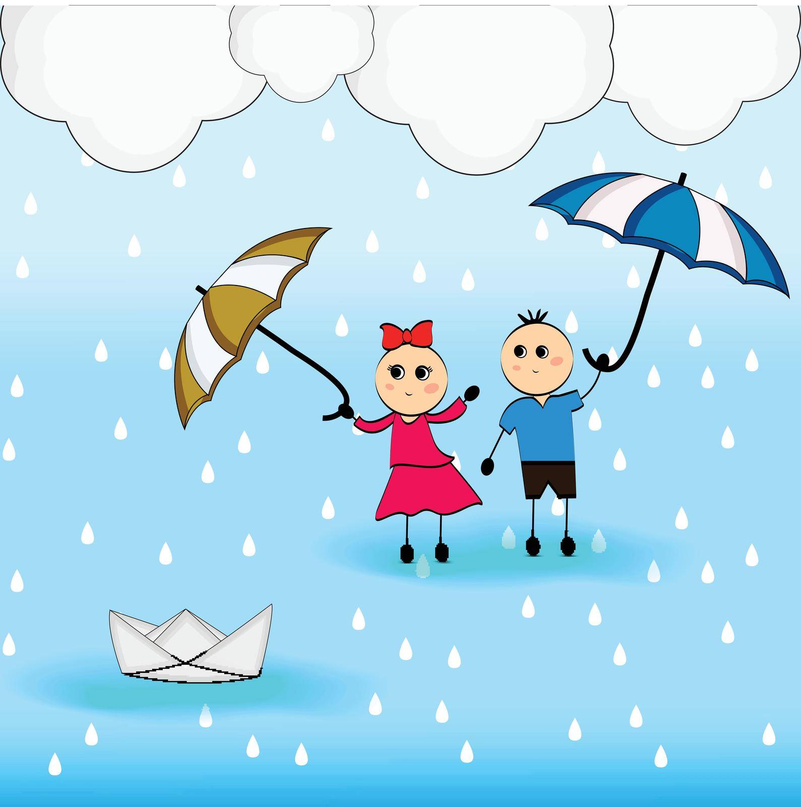 illustration of elements of Monsoon season background