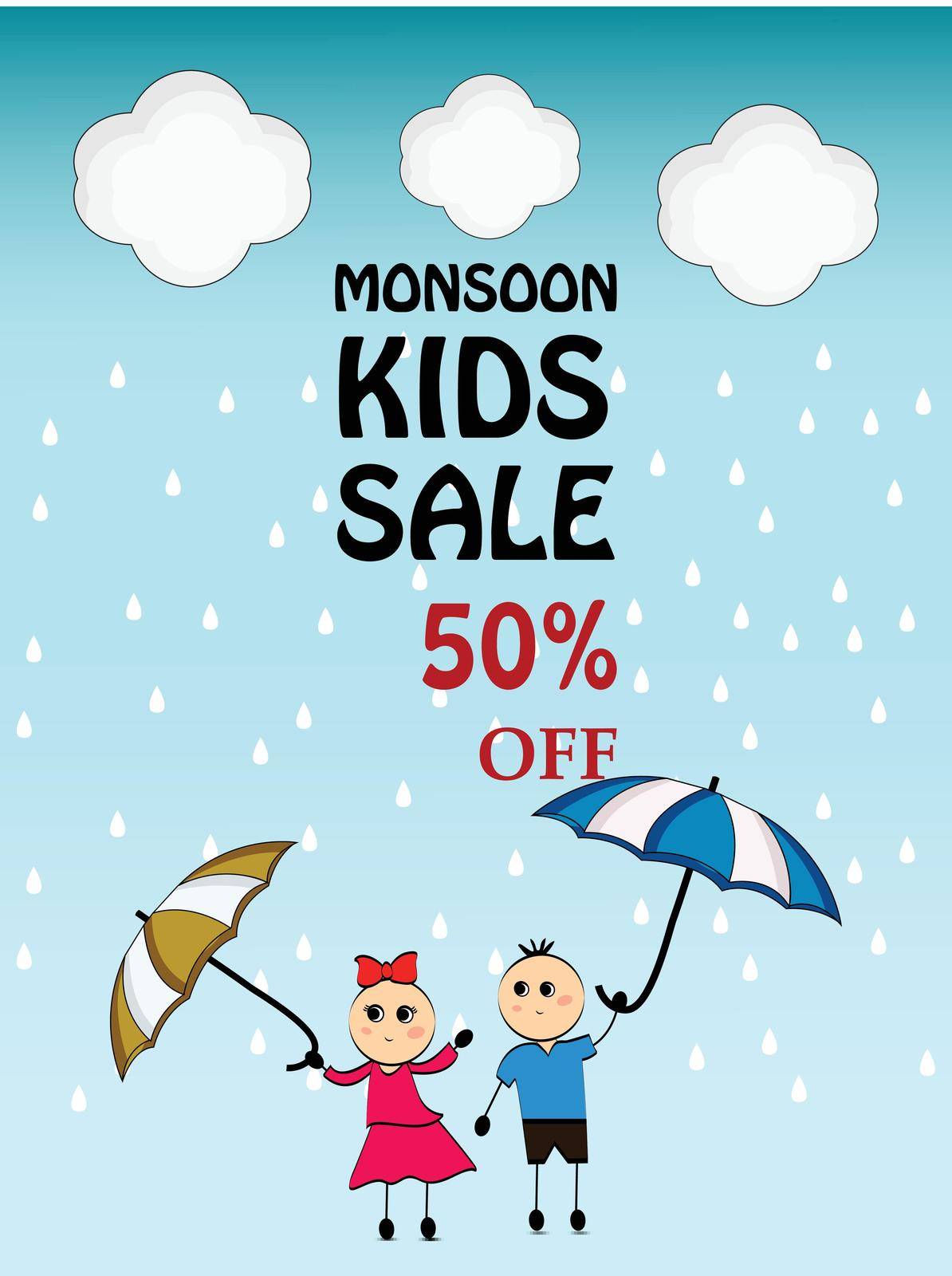 illustration of elements of Monsoon season background