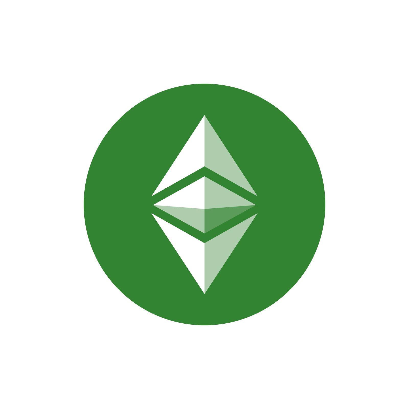 Ethereum Classic coin icon isolated on white background. ETC crypto currency vector.