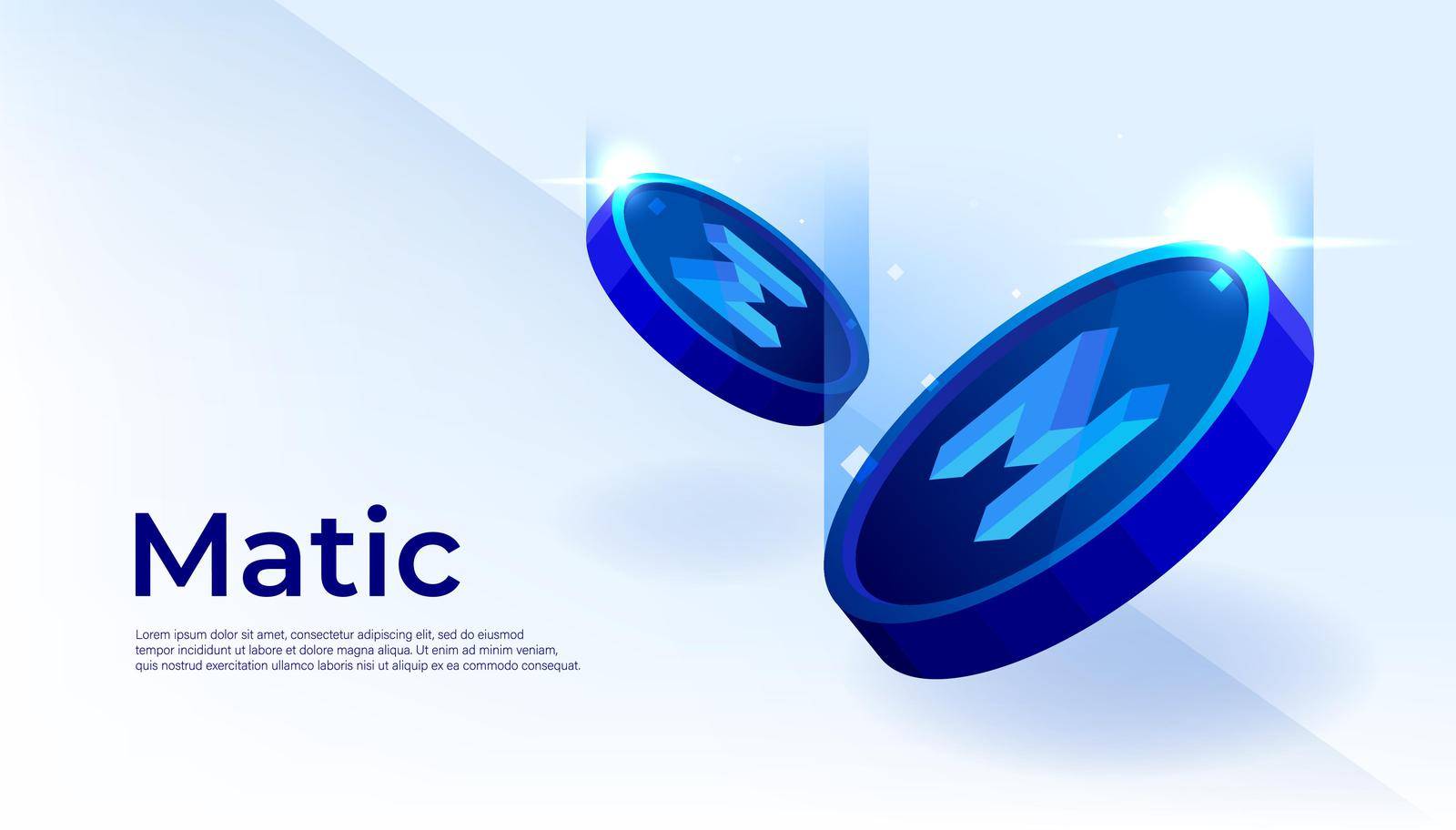 Polygon (MATIC) banner. MATIC coin cryptocurrency concept banner background.