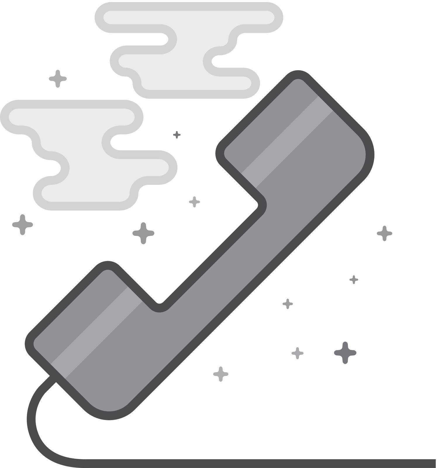 Landline telephone icon in flat outlined grayscale style. Vector illustration.