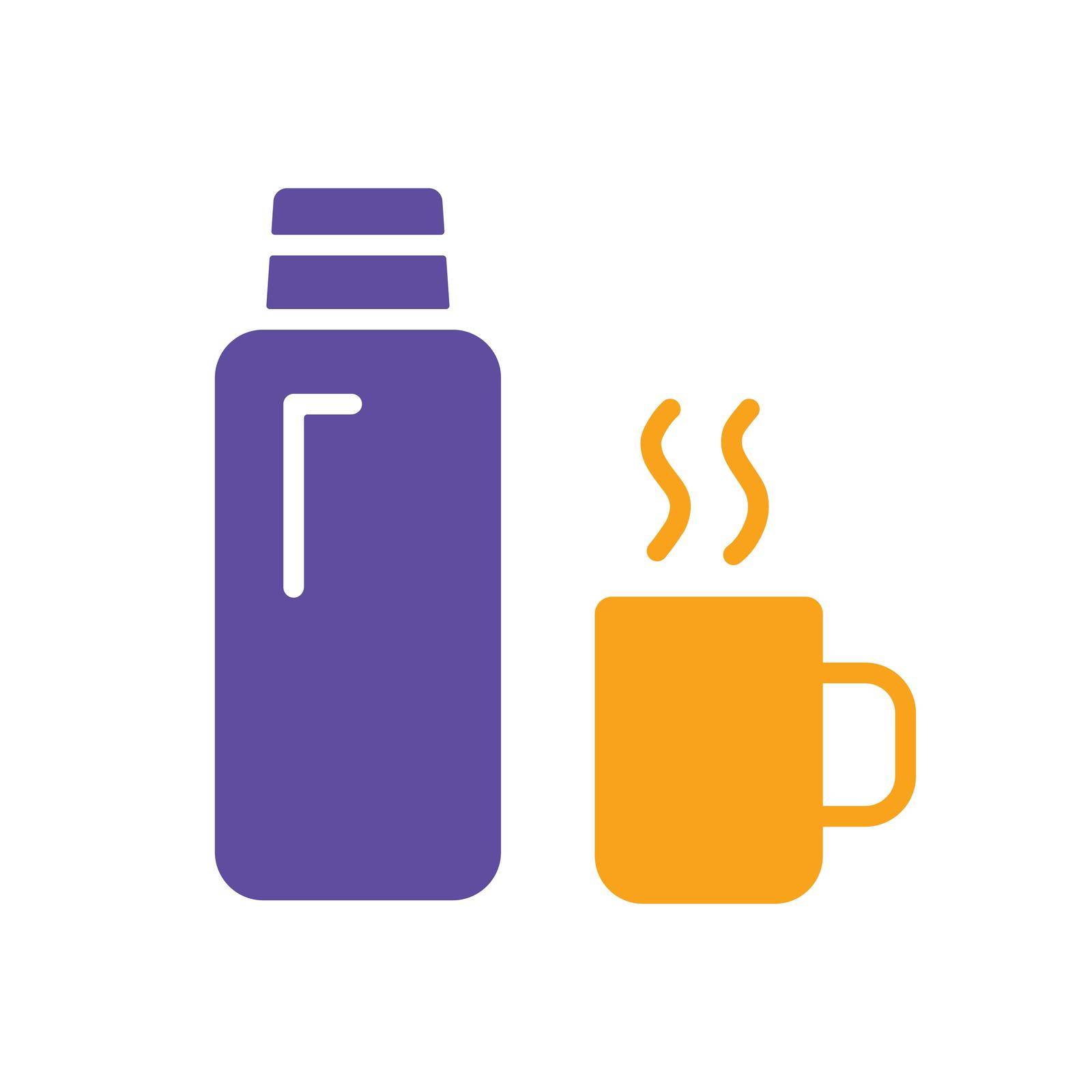 Thermos bottle vector glyph icon. Camping and Hiking sign. Graph symbol for travel and tourism web site and apps design, logo, app, UI