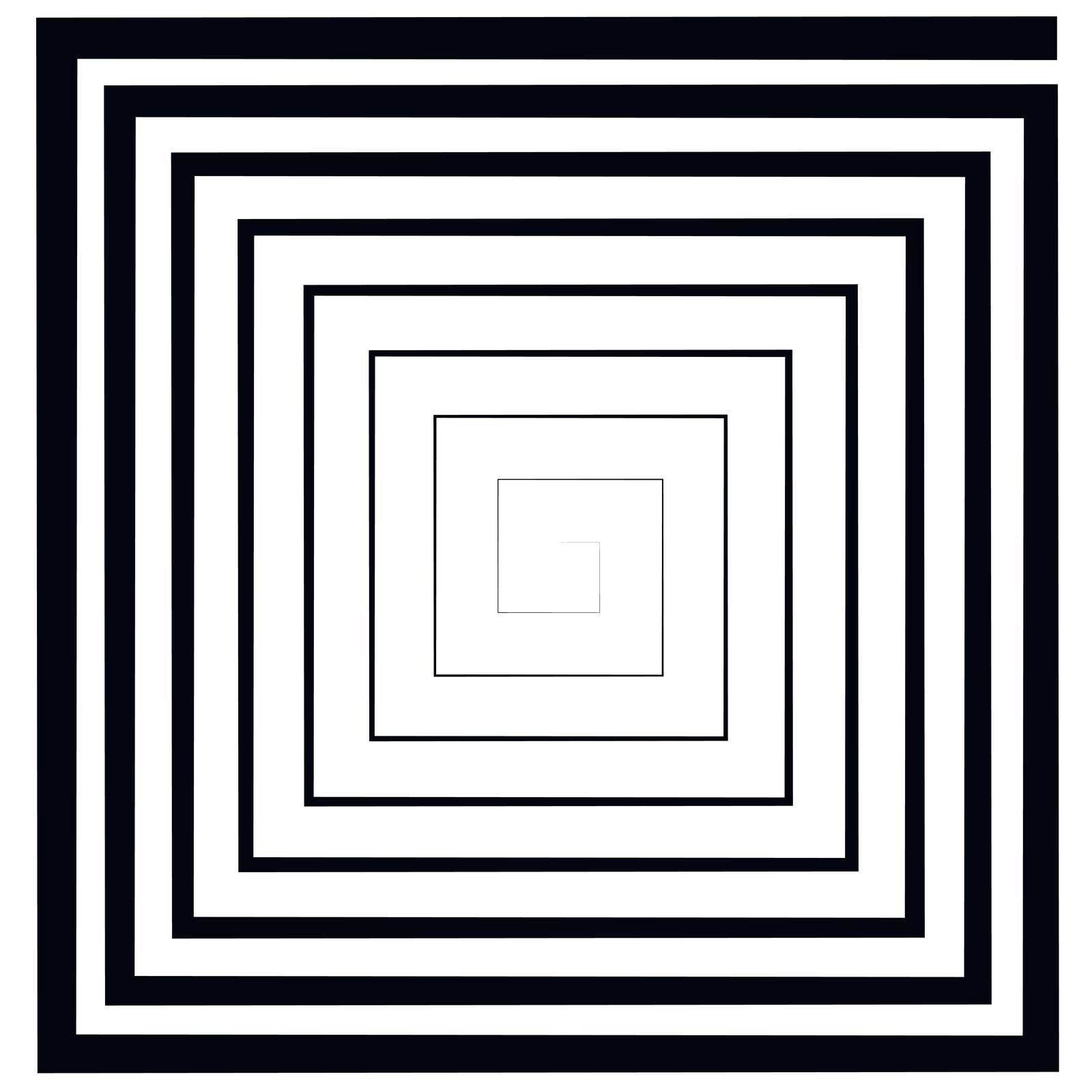 Square spiral, maze, vector optical illusion, depth effect, logo template, tattoo