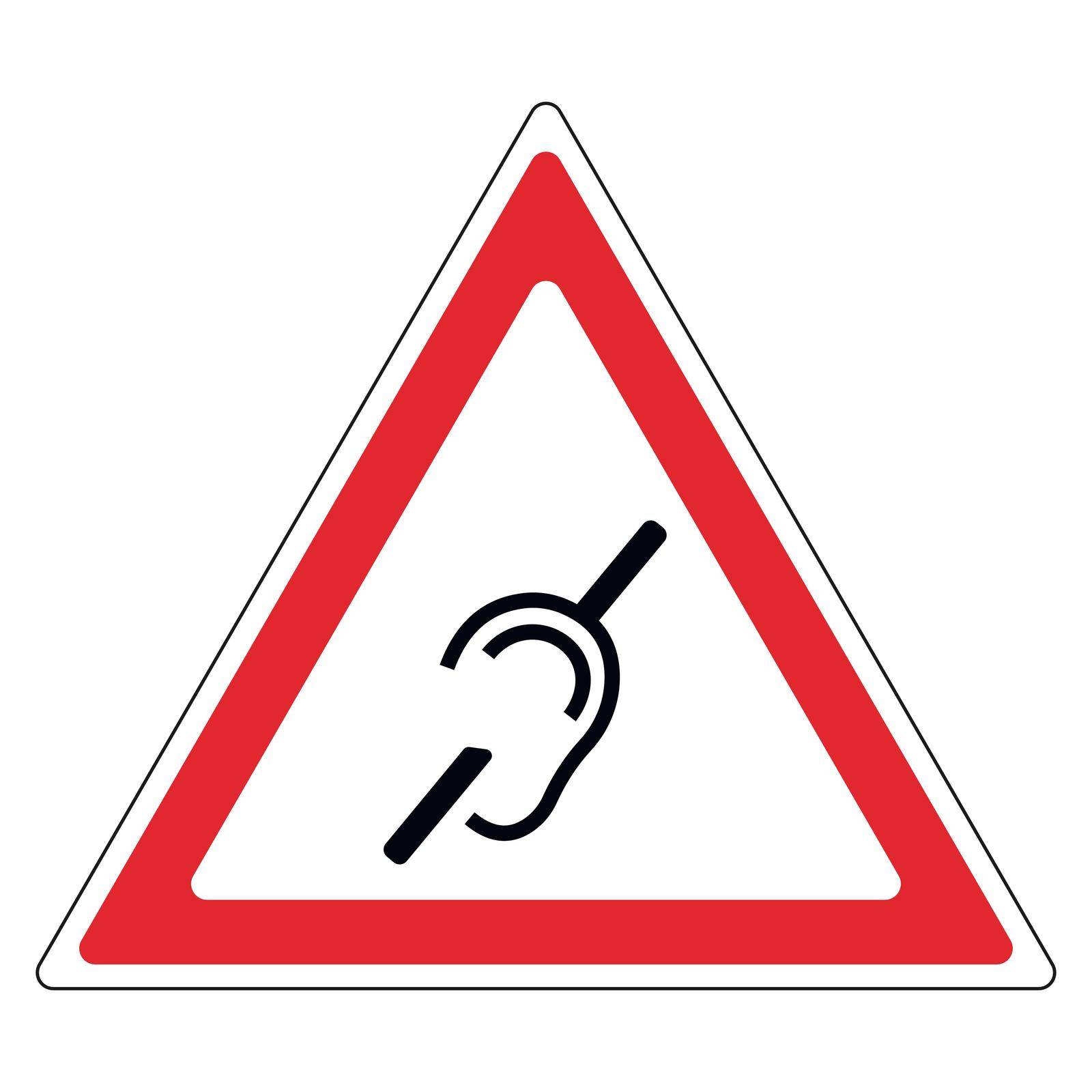 Hearing loss. Also known as hearing impairment, or anacusis, is a partial or total inability to hear, warning road sign, vector red triangle