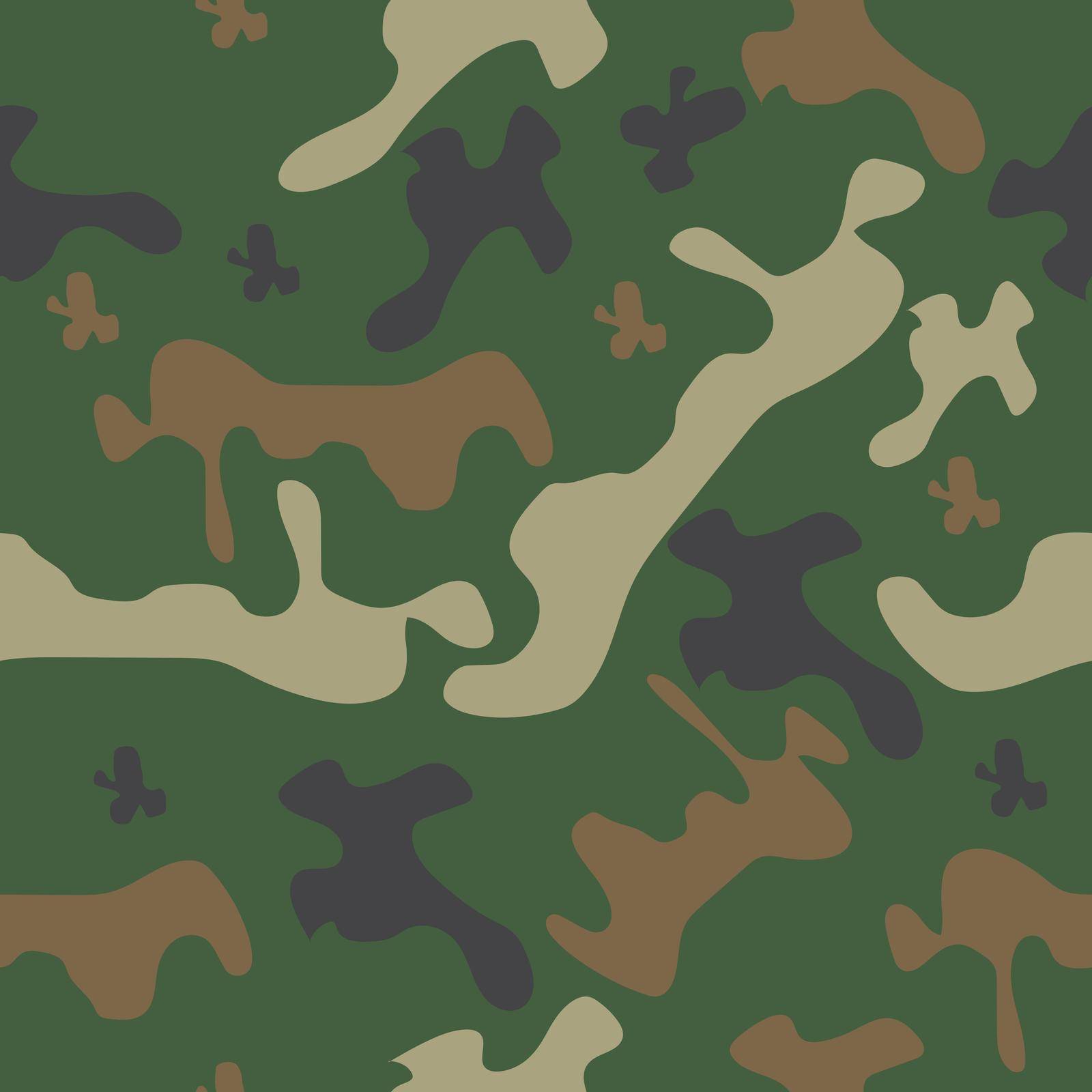 Camouflage pattern background seamless vector illustration. Classic clothing style masking camo hamilion for stealth in the green countryside, the vector for fabric and textile