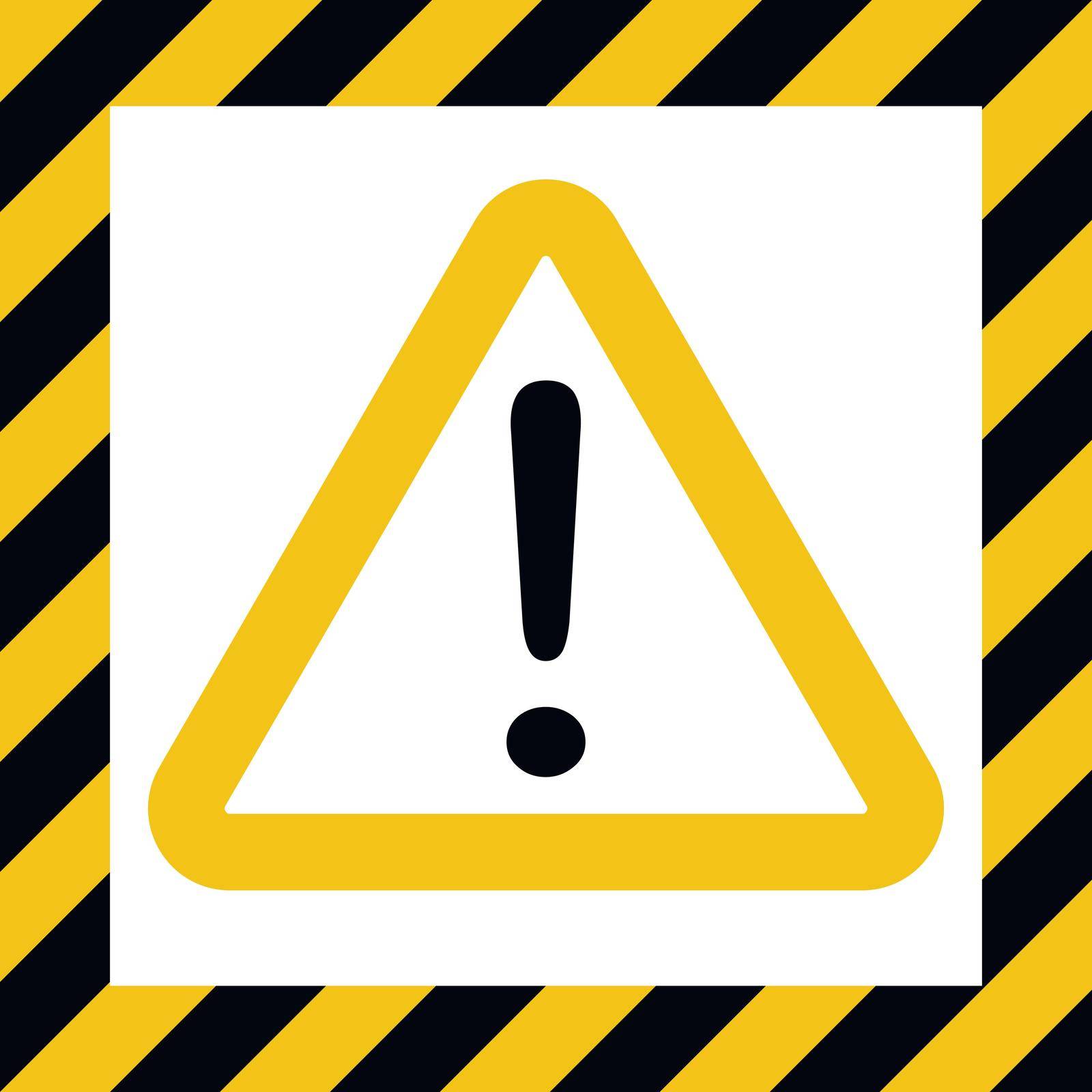 Hazard symbol sign, exclamation mark, warn caution construction, vector striped background, hazard mark safety, ..Attention by koksikoks