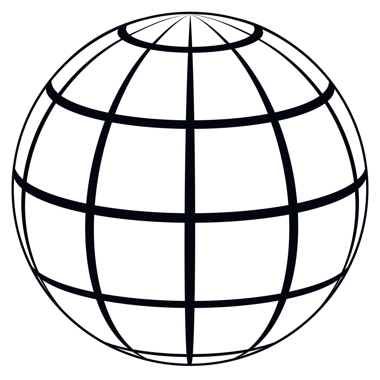 globe planet high quality icon, sphere with lines on the surface of a sphere vector template
