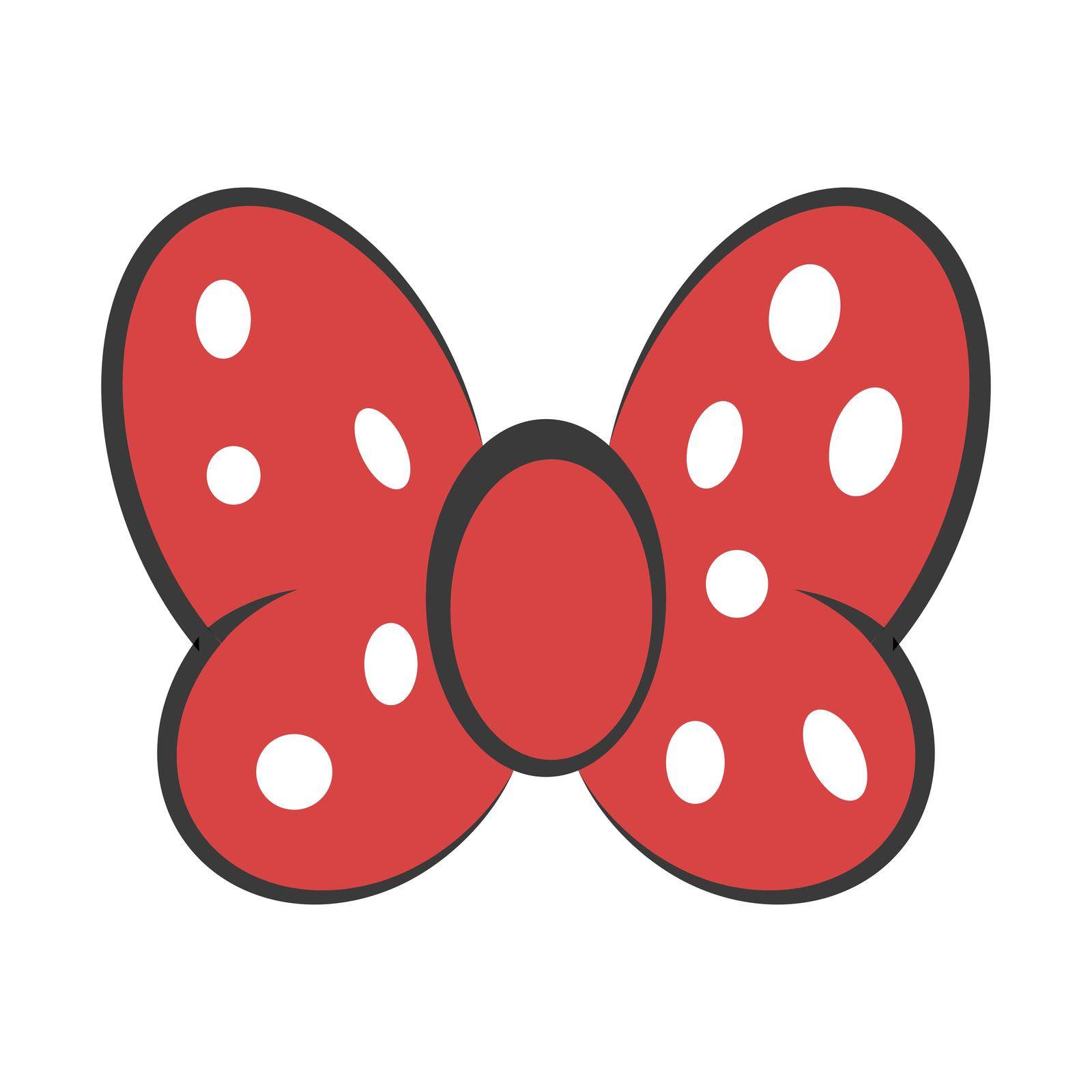 Bow red butterfly, vector hair decoration meme red bow, white dot polka