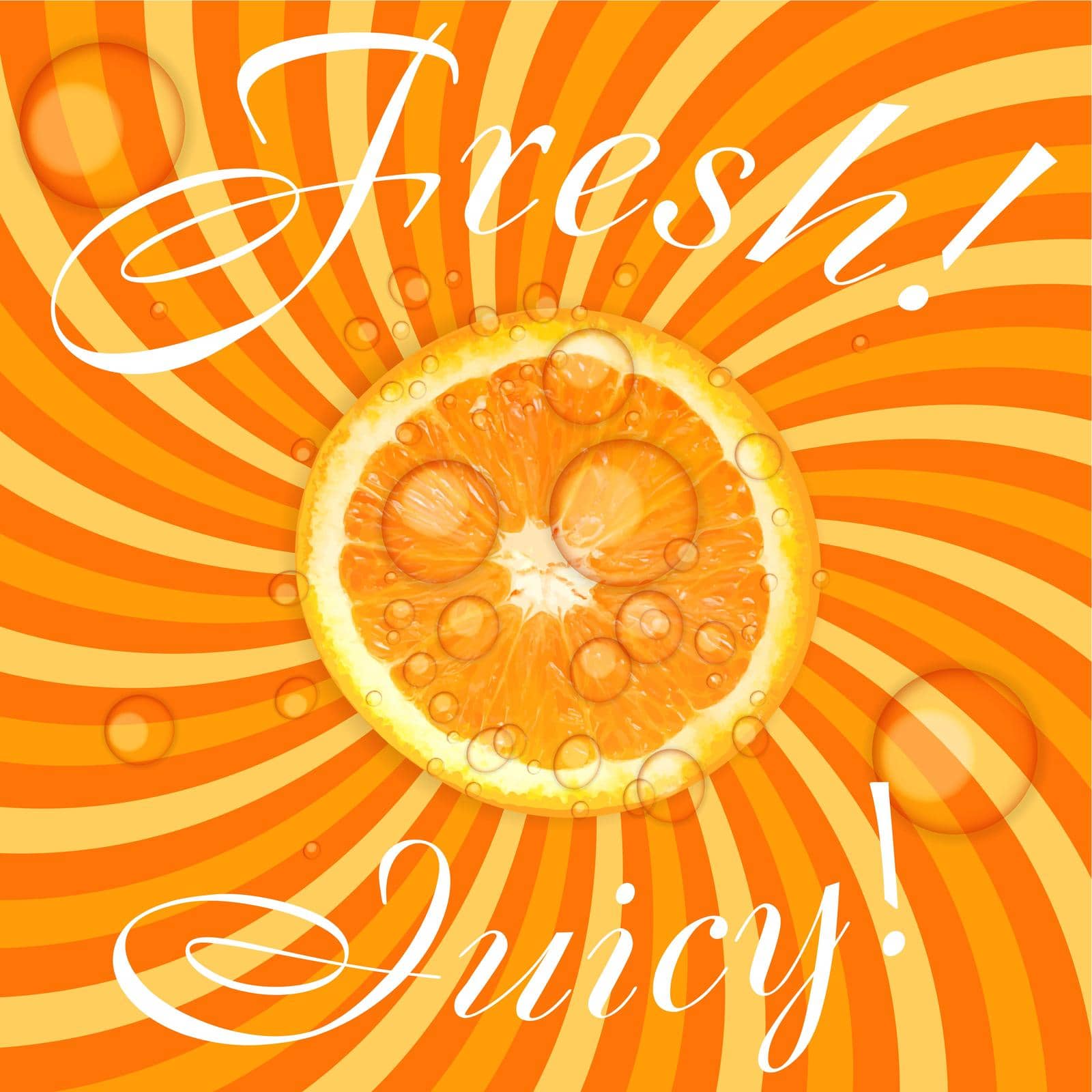 Fresh juicy orange background vector illustration
