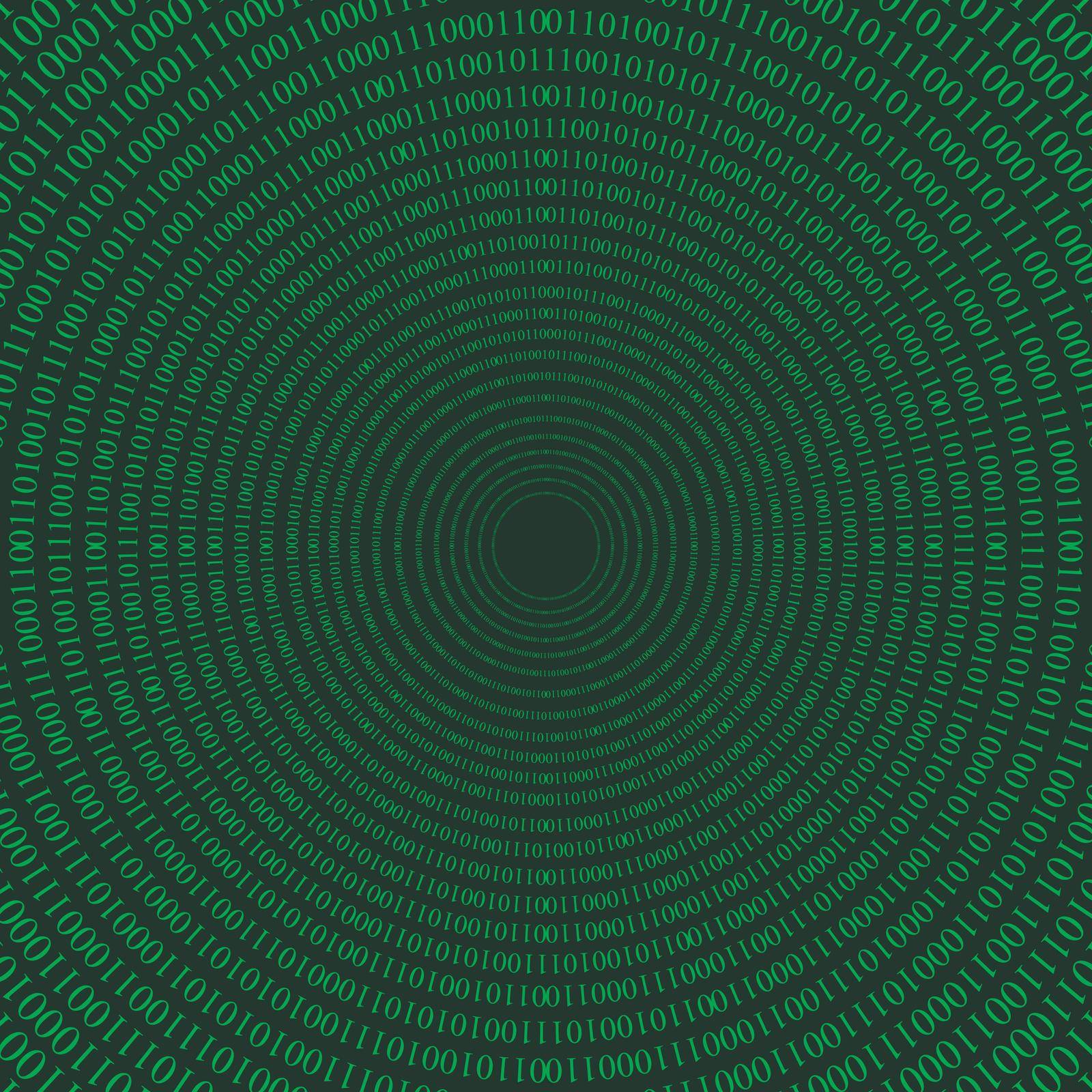 Abstract Technology Background. Web Developer. Computer Code. Programming. Coding. Hacker concept. Vector Illustration.matrix circular pattern effect of the tunnel