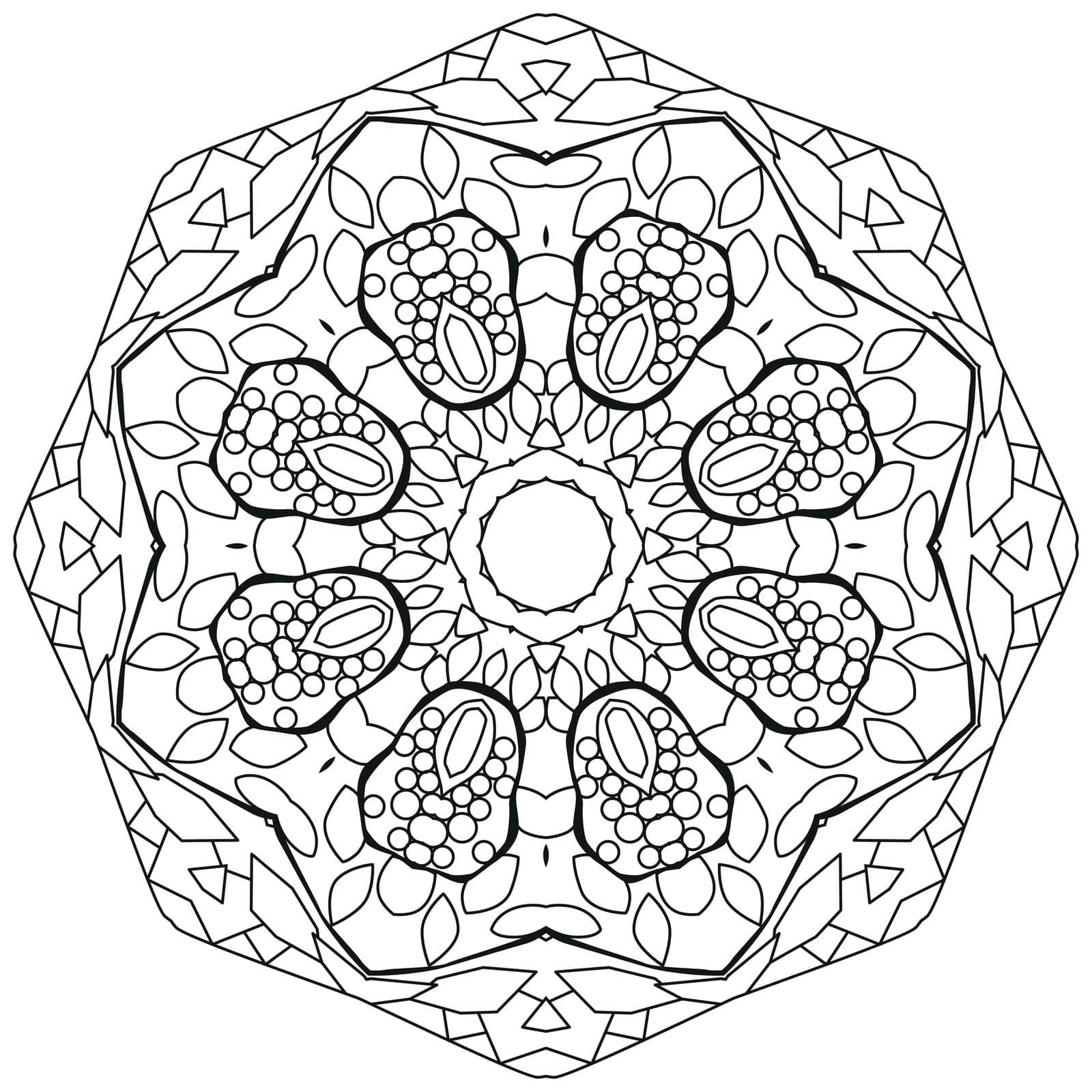 Decorative round ornaments. Unusual flower shape. Oriental vector, Anti-stress therapy patterns. Weave design elements for coloring.