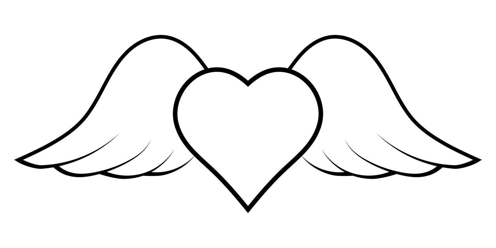 Flying heart with wings, symbol of cupid bringing love