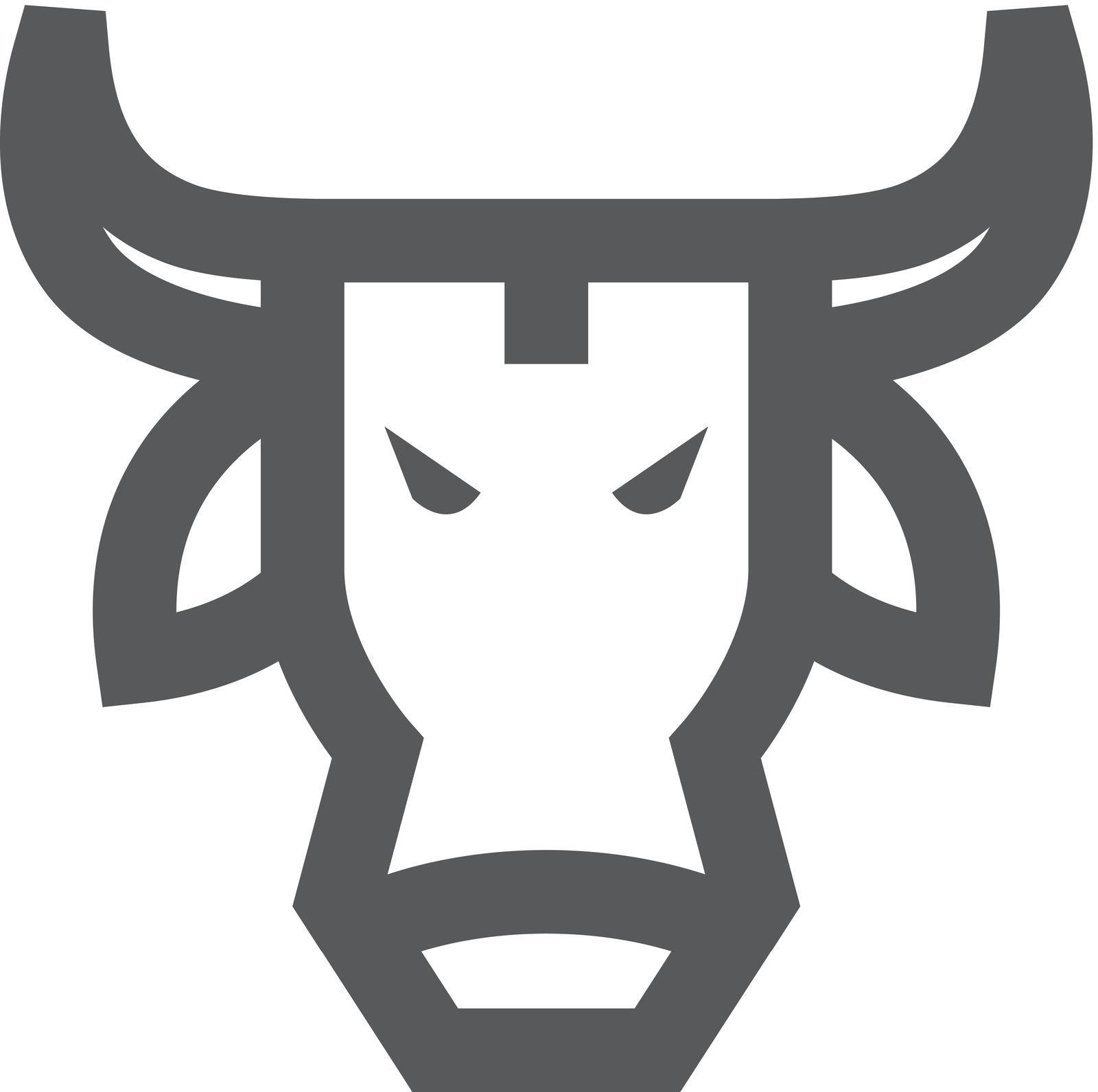 Bullish icon in thick outline style. Black and white monochrome vector illustration.