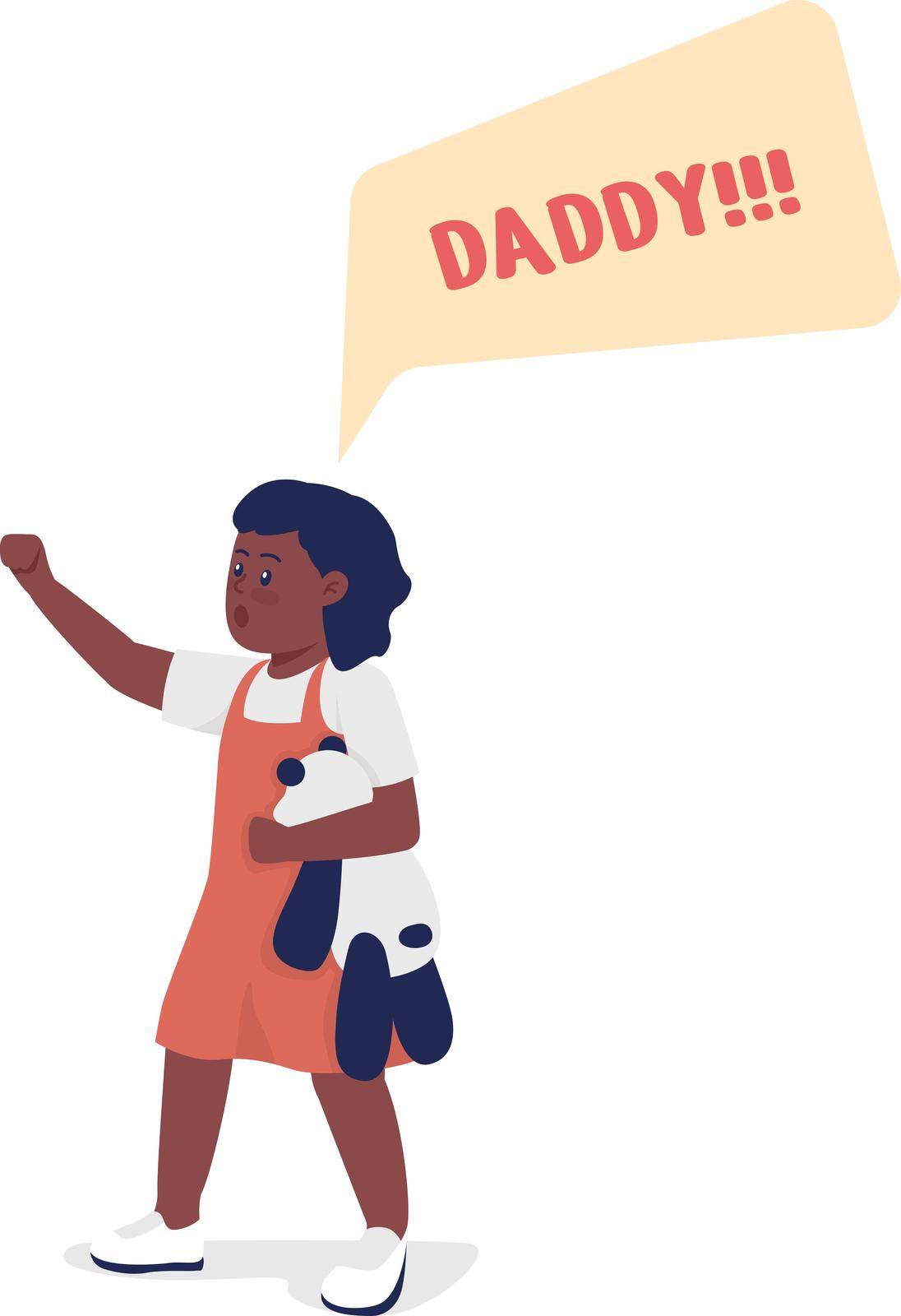 Toddler shout daddy semi flat color vector character by ntl
