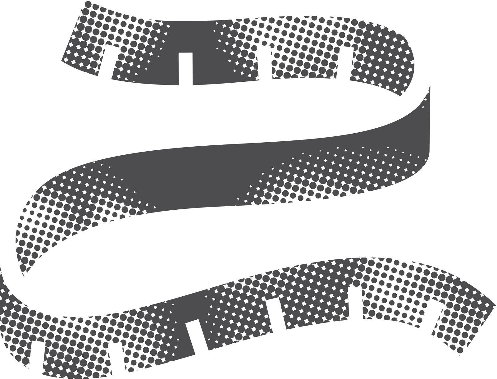 Measuring tape icon in halftone style. Black and white monochrome vector illustration.