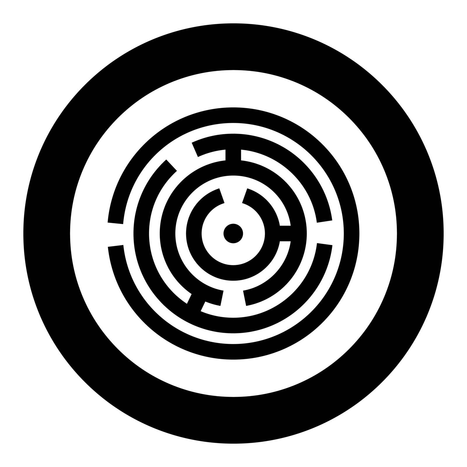 Round labyrinth Circle maze icon in circle round black color vector illustration solid outline style image by serhii435