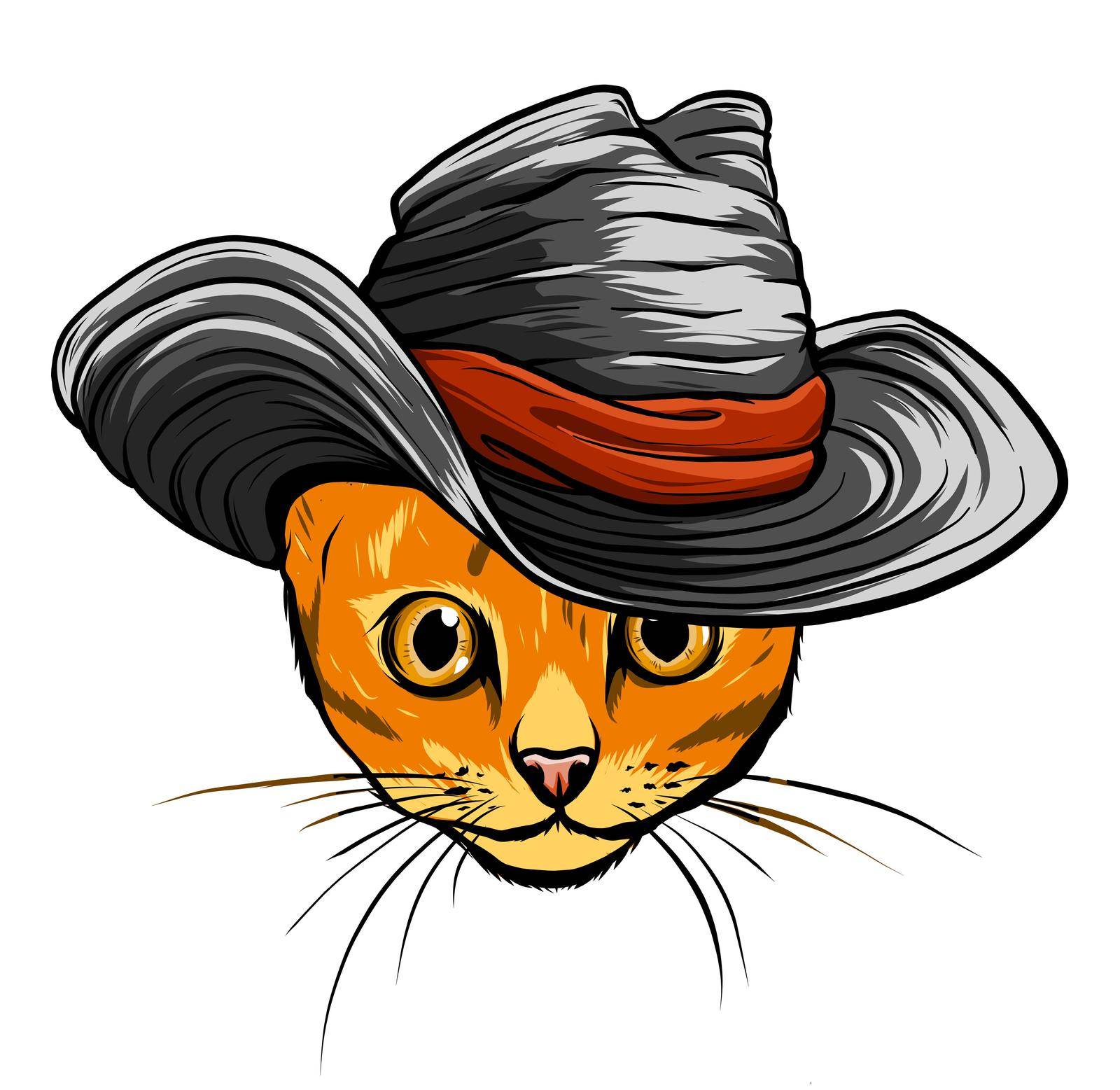 Vector cat in a hat and tie.