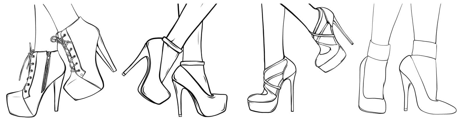 fashion high heels shoes. vector art illustration. by dean