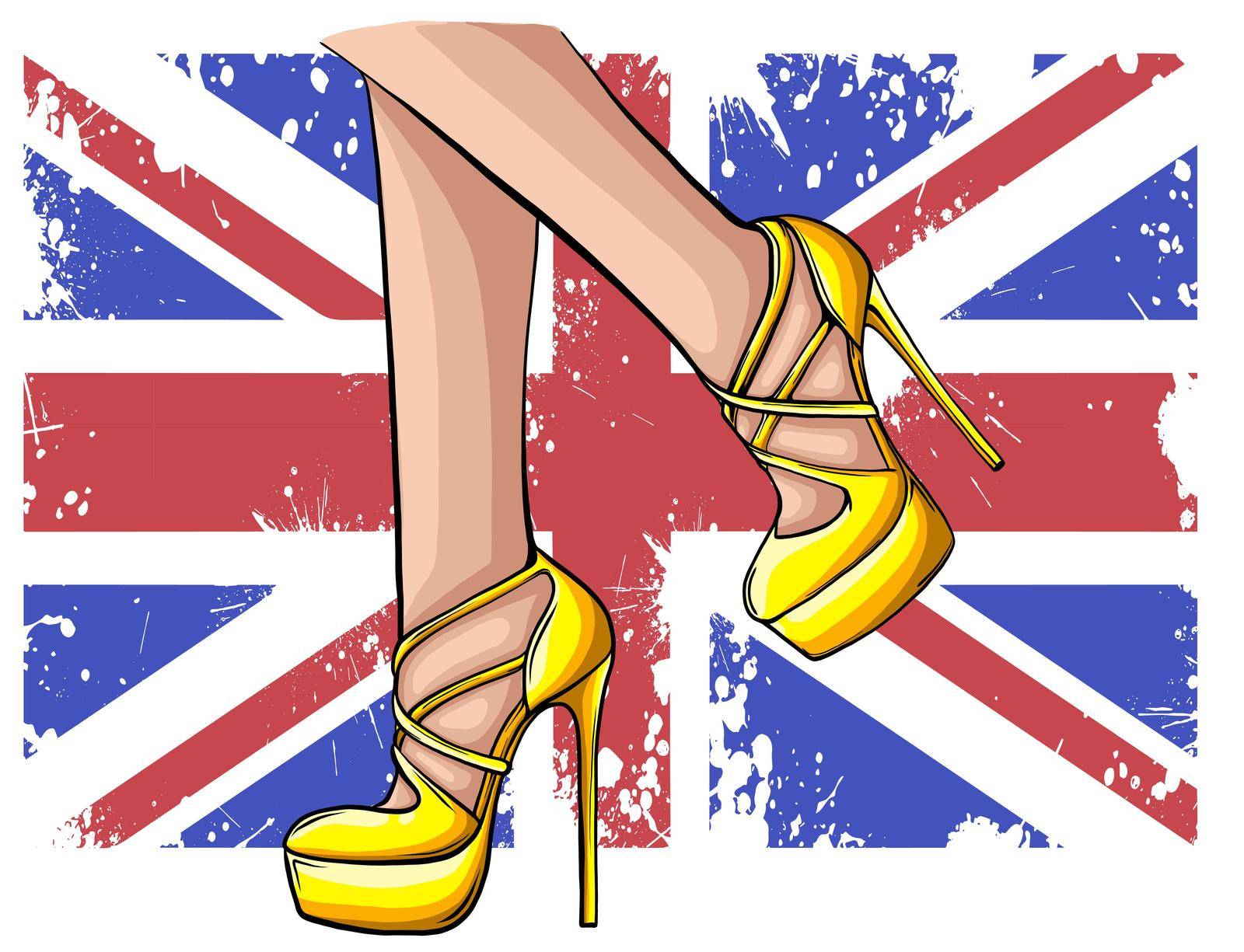 Vector girls in high heels. Fashion illustration. Female legs in shoes. Cute design. by dean