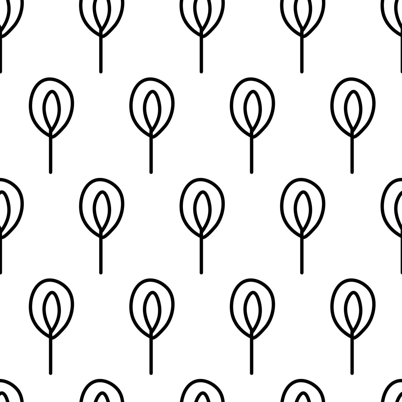 Black and white seamless pattern with tree icon. Vector trees symbol sign. Plants, landscape design for print, card, postcard, fabric, textile. Business idea concept by allaku