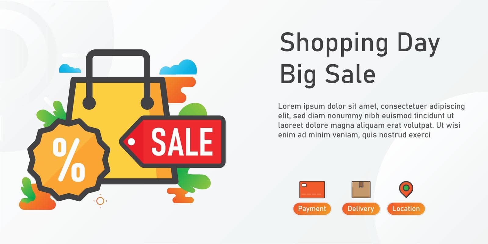 Shopping sale Landing page template. creative website template designs. Vector illustration.