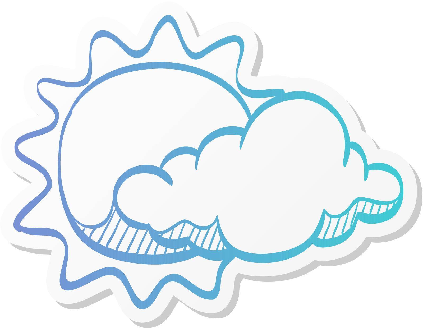Weather forecast partly sunny icon in sticker color style.