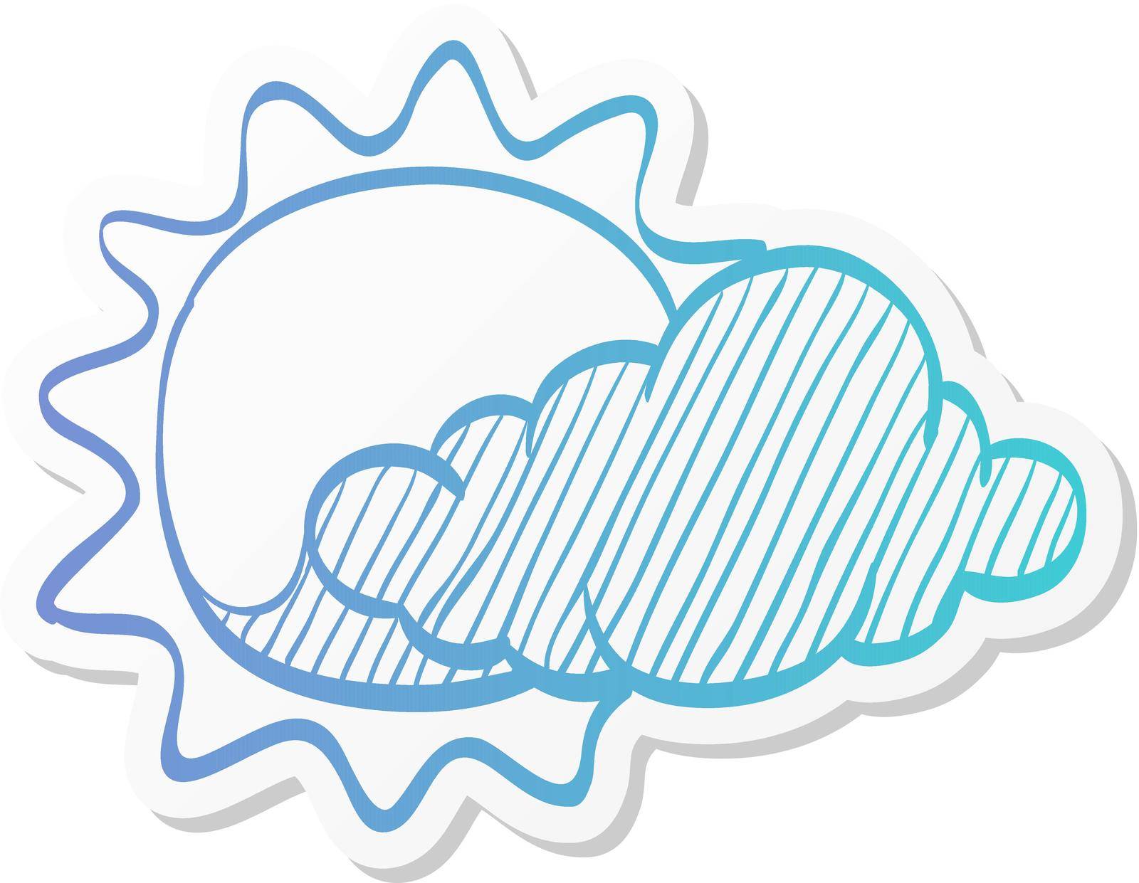 Weather forecast partly cloudy icon in sticker color style. Meteorology overcast