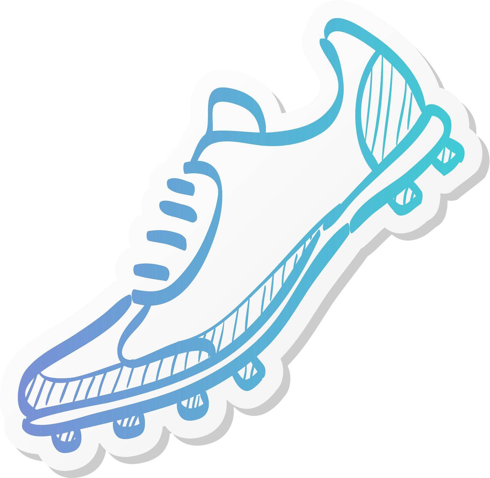 Soccer Shoe icon in sticker color style. Sport football foot protection
