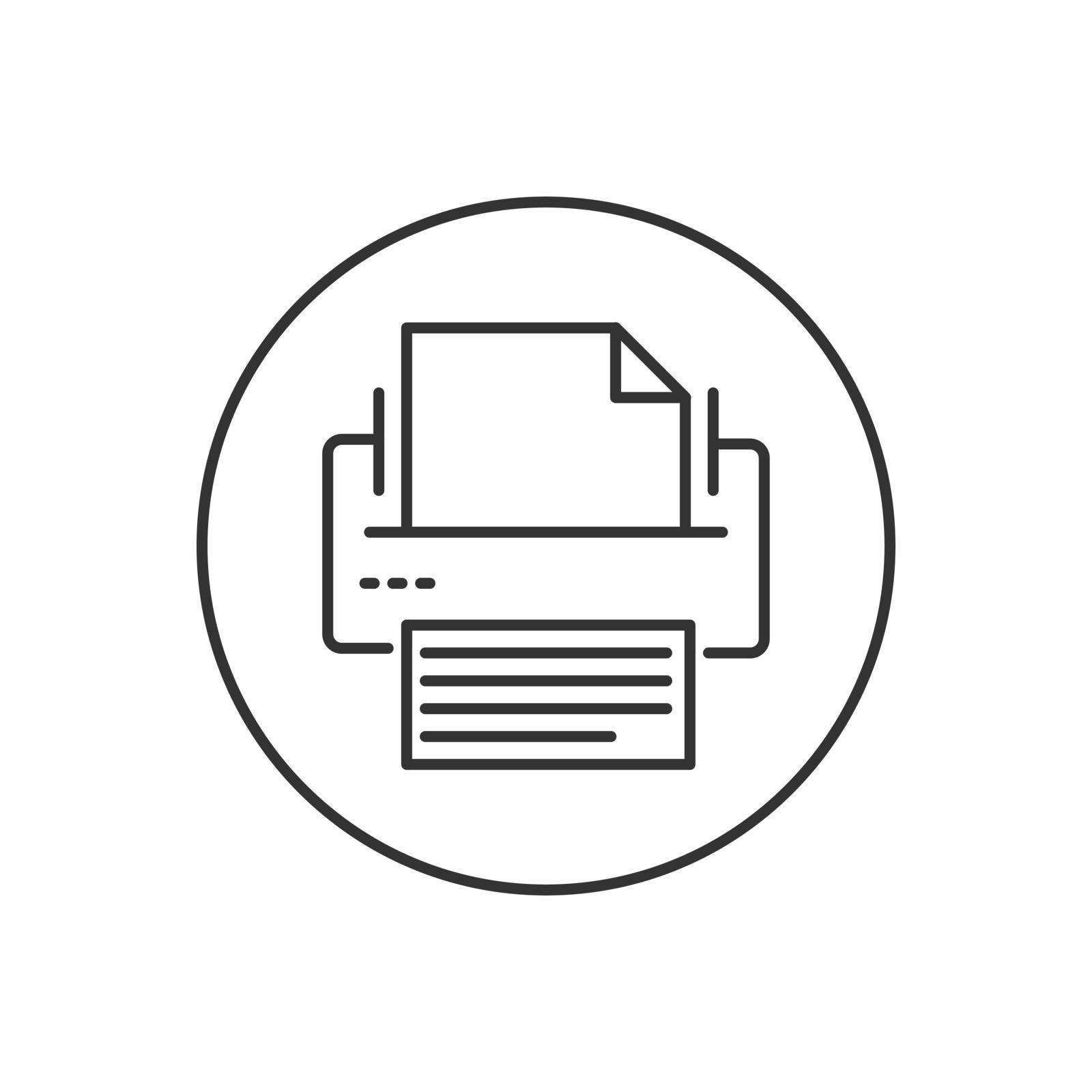 Printer or Fax Related Line Icon. Editable Stroke Web Symbol. Office Equipment Vector Illustration. Fax Logo.