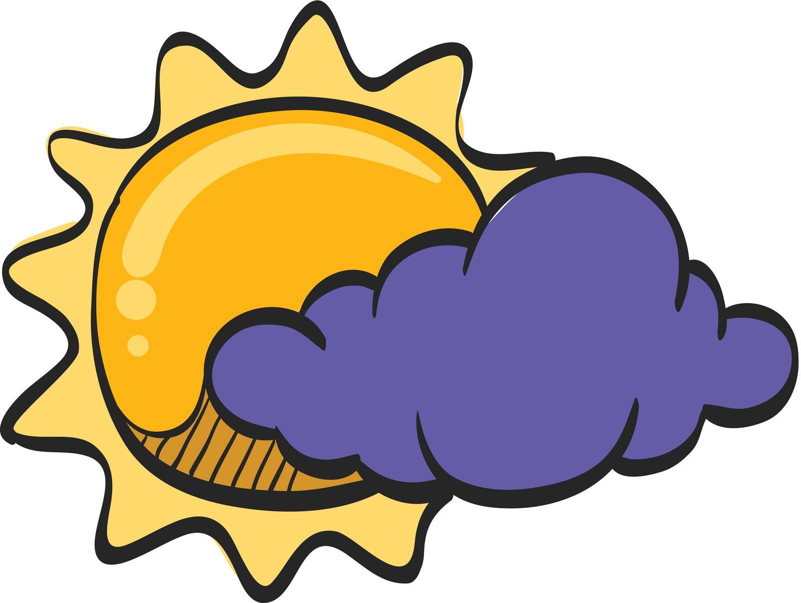 Weather forecast partly cloudy icon in color drawing. Meteorology overcast by puruan
