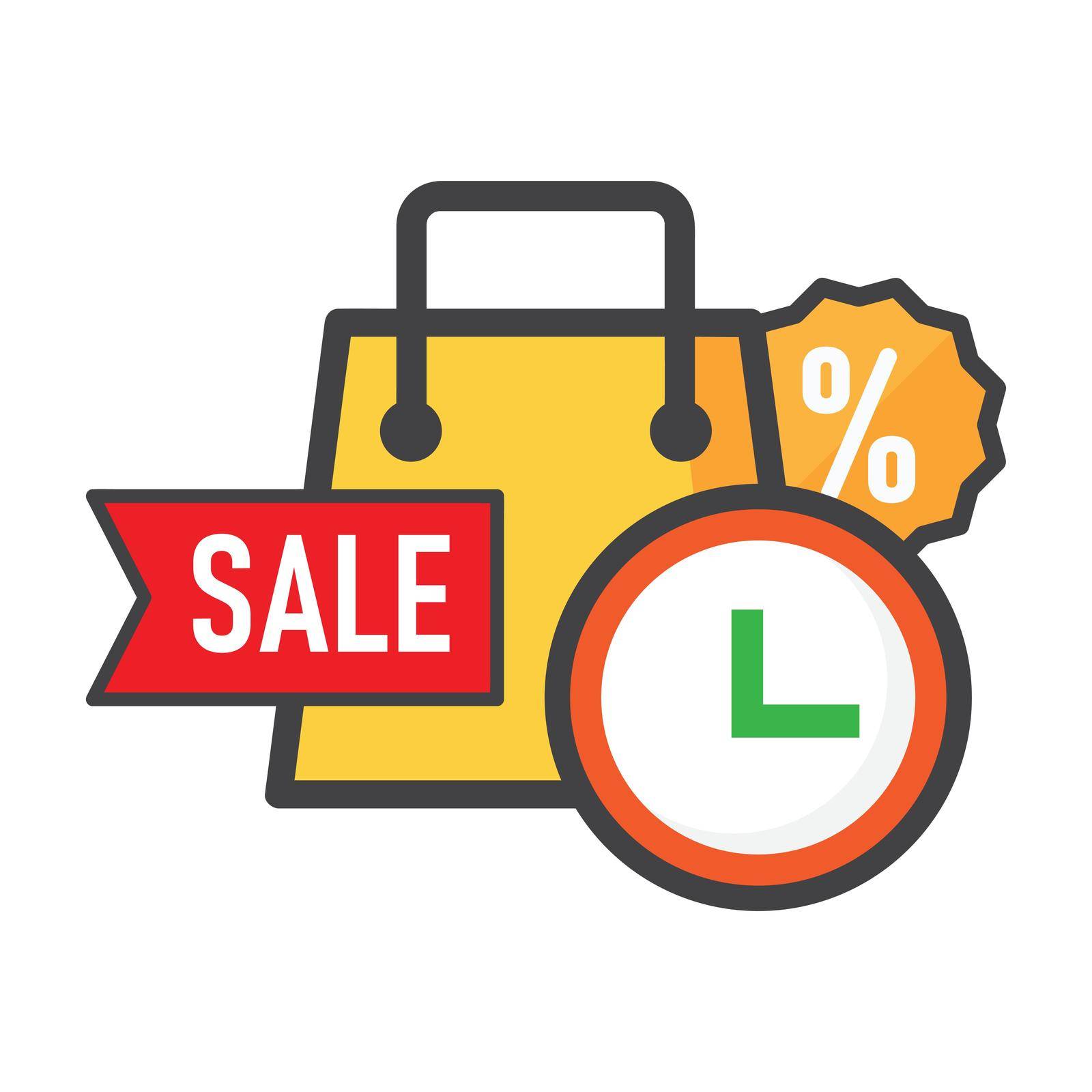 shoping bag illustration. shoping bag with time icon. can use for, icon design element,ui, web, mobile app. by sekitarief
