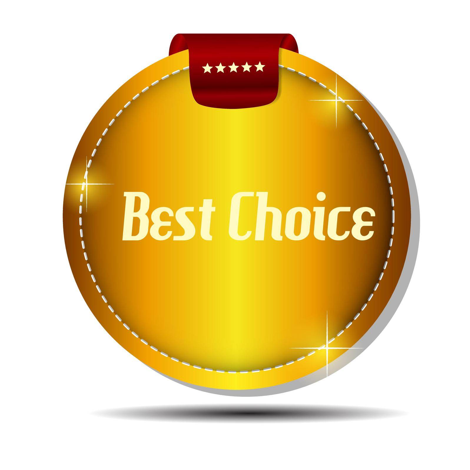 Vector best choice  label with red ribbon.