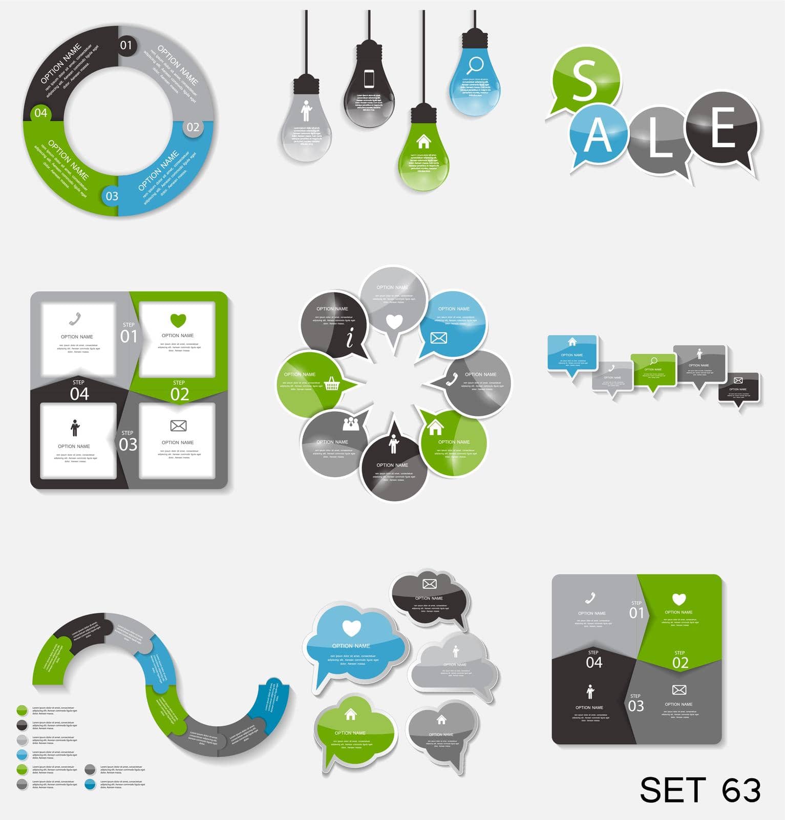 Collection of Infographic Templates for Business Vector Illustration