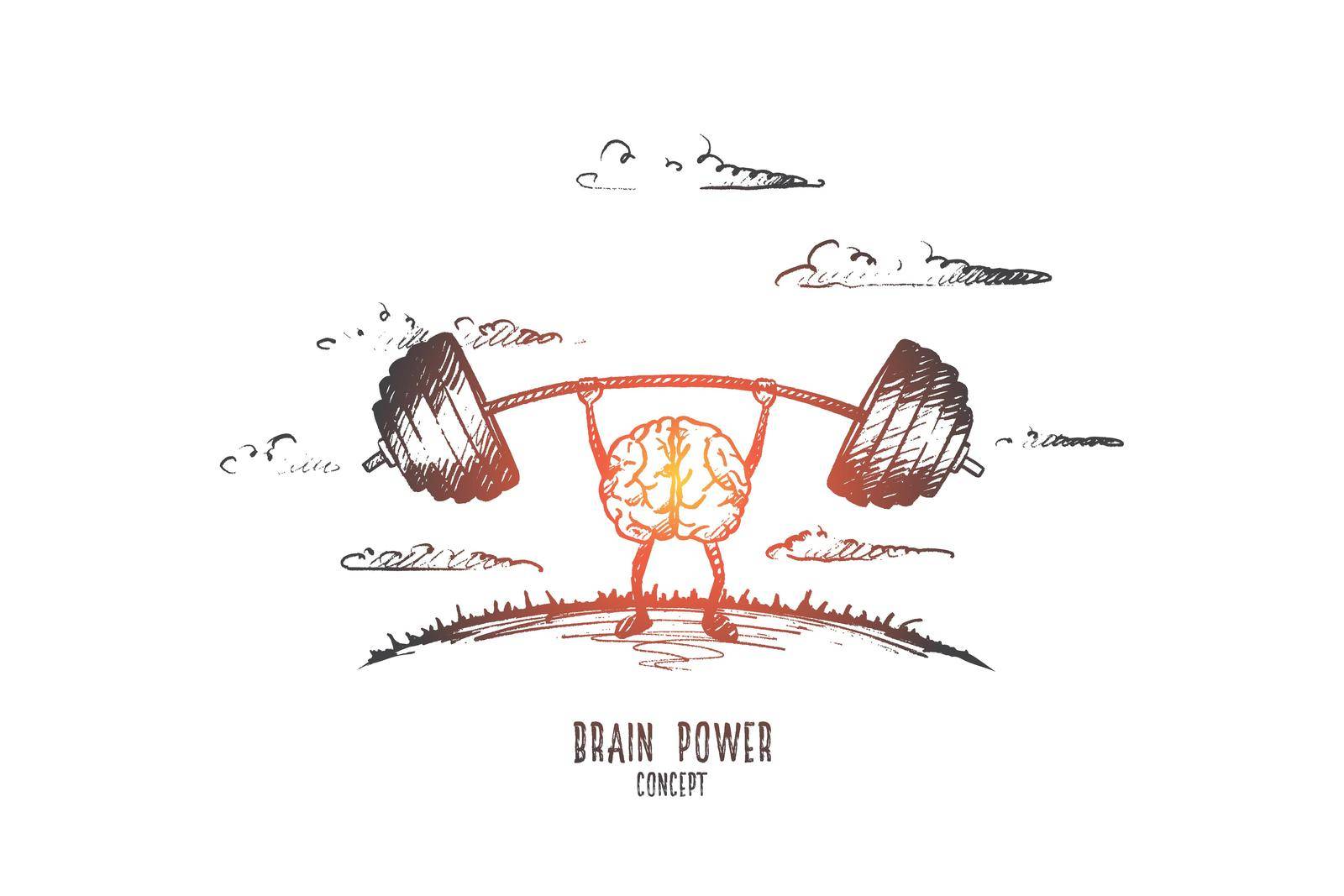 Brain power concept. Hand drawn isolated vector. by Vasilyeva