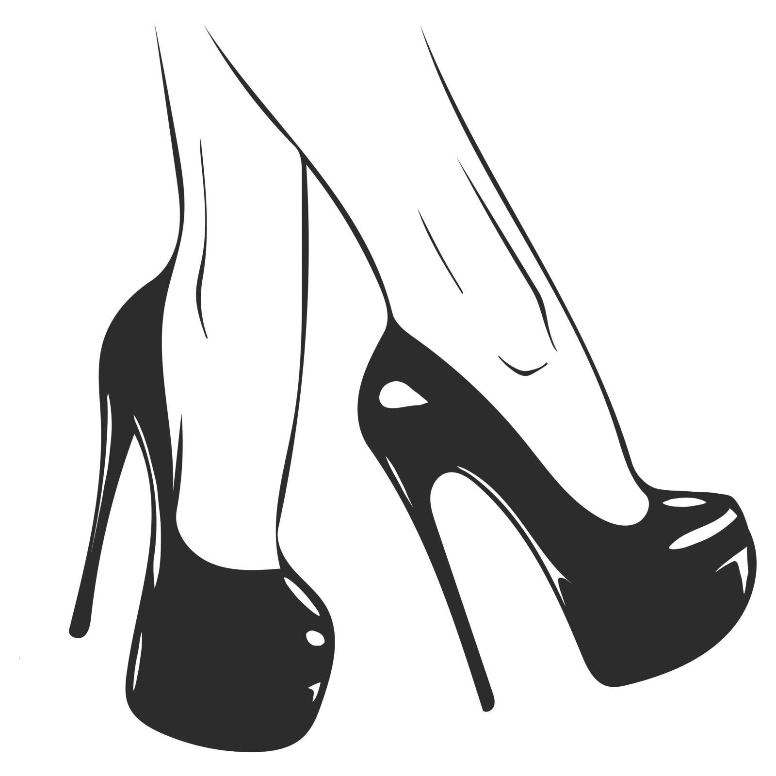 Vector girls in high heels. Fashion illustration. Female legs in shoes. Cute design. Trendy picture in vogue style. Fashionable women. Stylish ladies. by dean