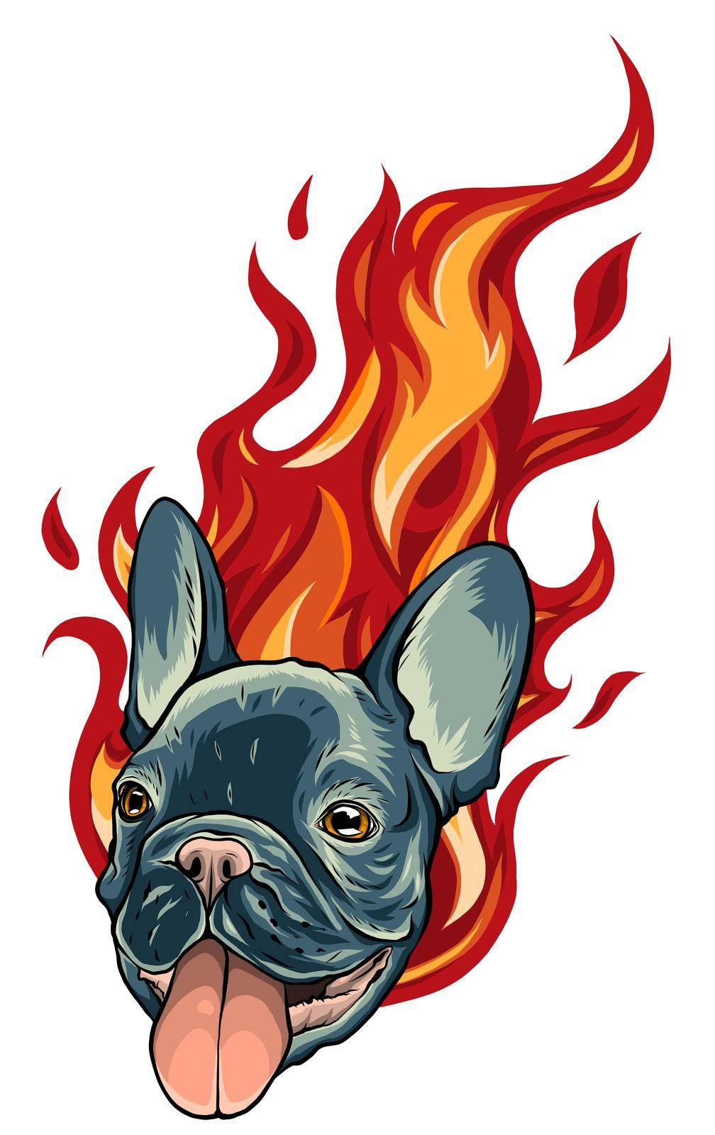 Bull Dog Flame Tattoo in Beast Mode by dean