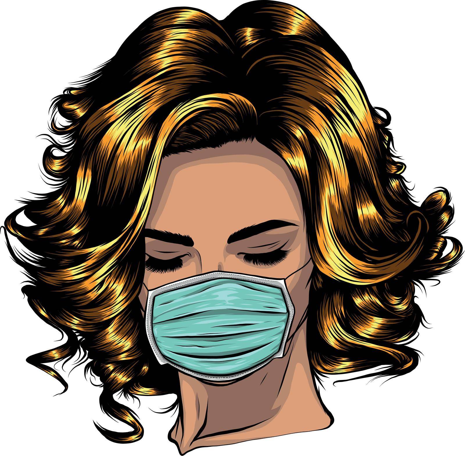 Woman wearing disposable medical surgical face mask. by dean