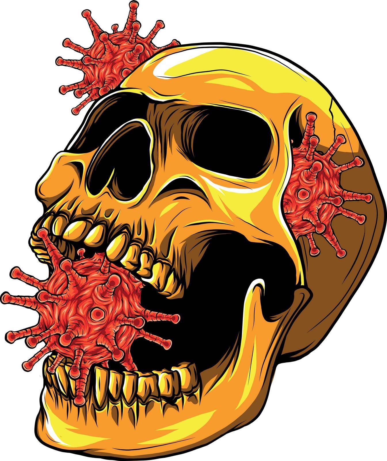 virus around human skull vector illustration design by dean