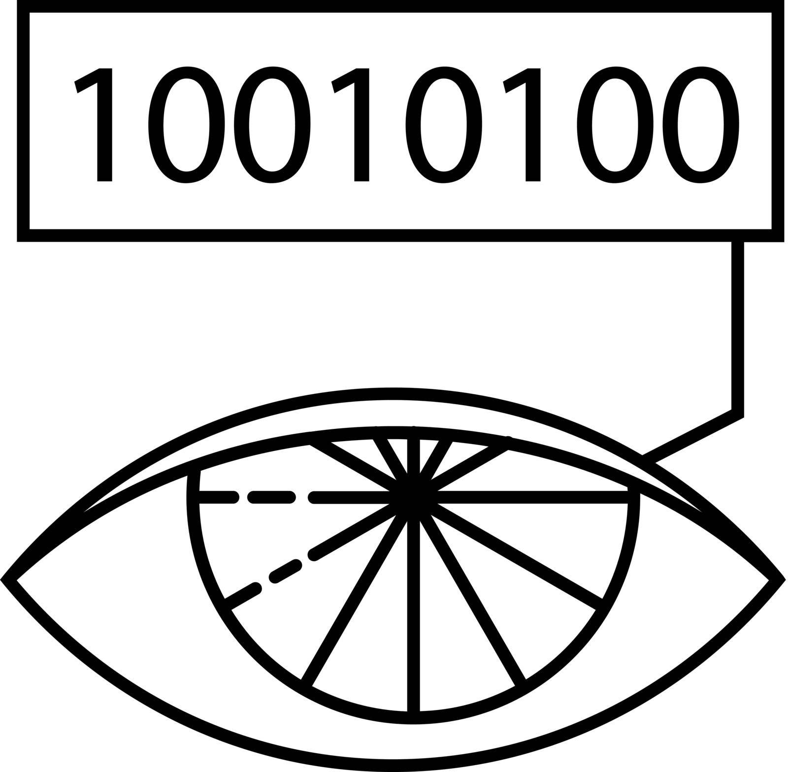 Retina based surveillance icon in thin outline. Vector illustration.