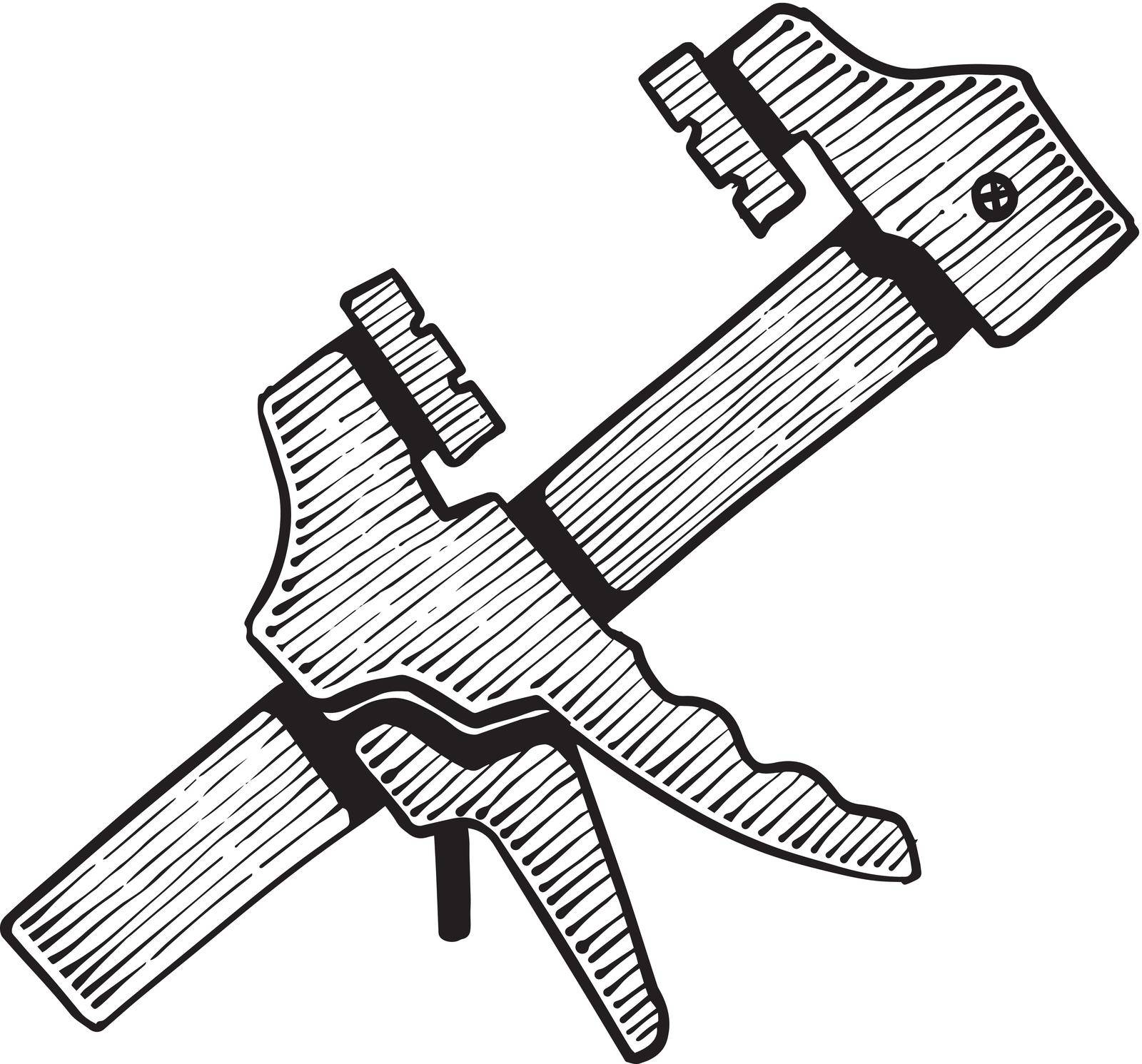 Woodworking clamp hand drawn illustration. by puruan