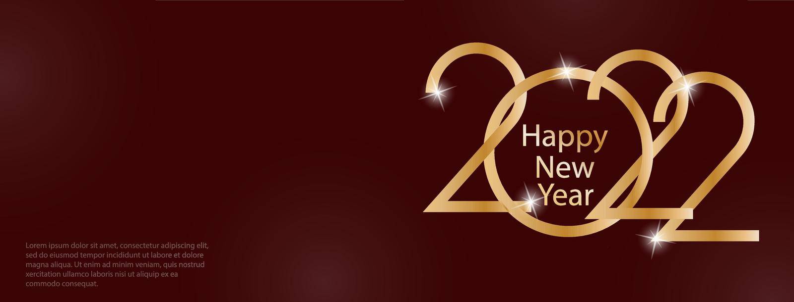 2022. Happy New Year. Greeting gold lettering for cards, banners, posters and creative designs. Vector illustration.