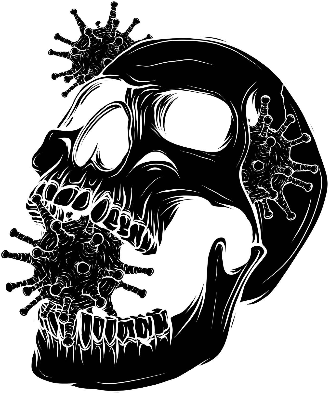 human skull with virus vector