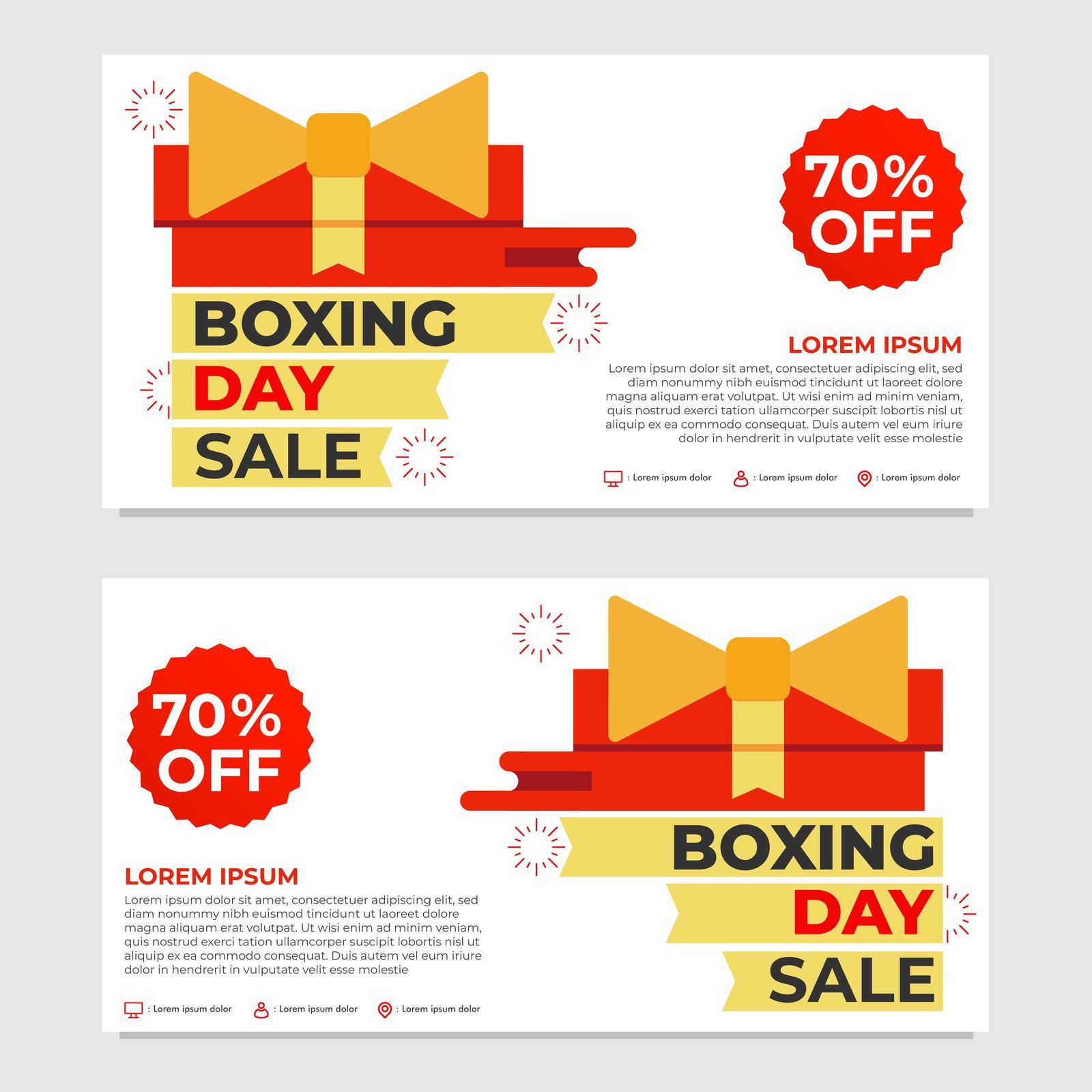 set of boxing day promotion sale banner template design
