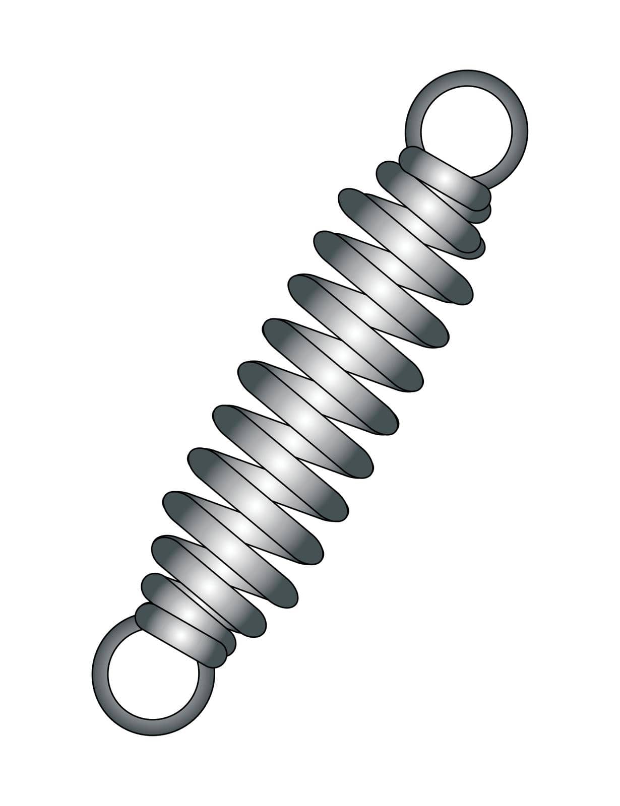 A steel tension spring as found on many pieces of equipment isolated over a white background